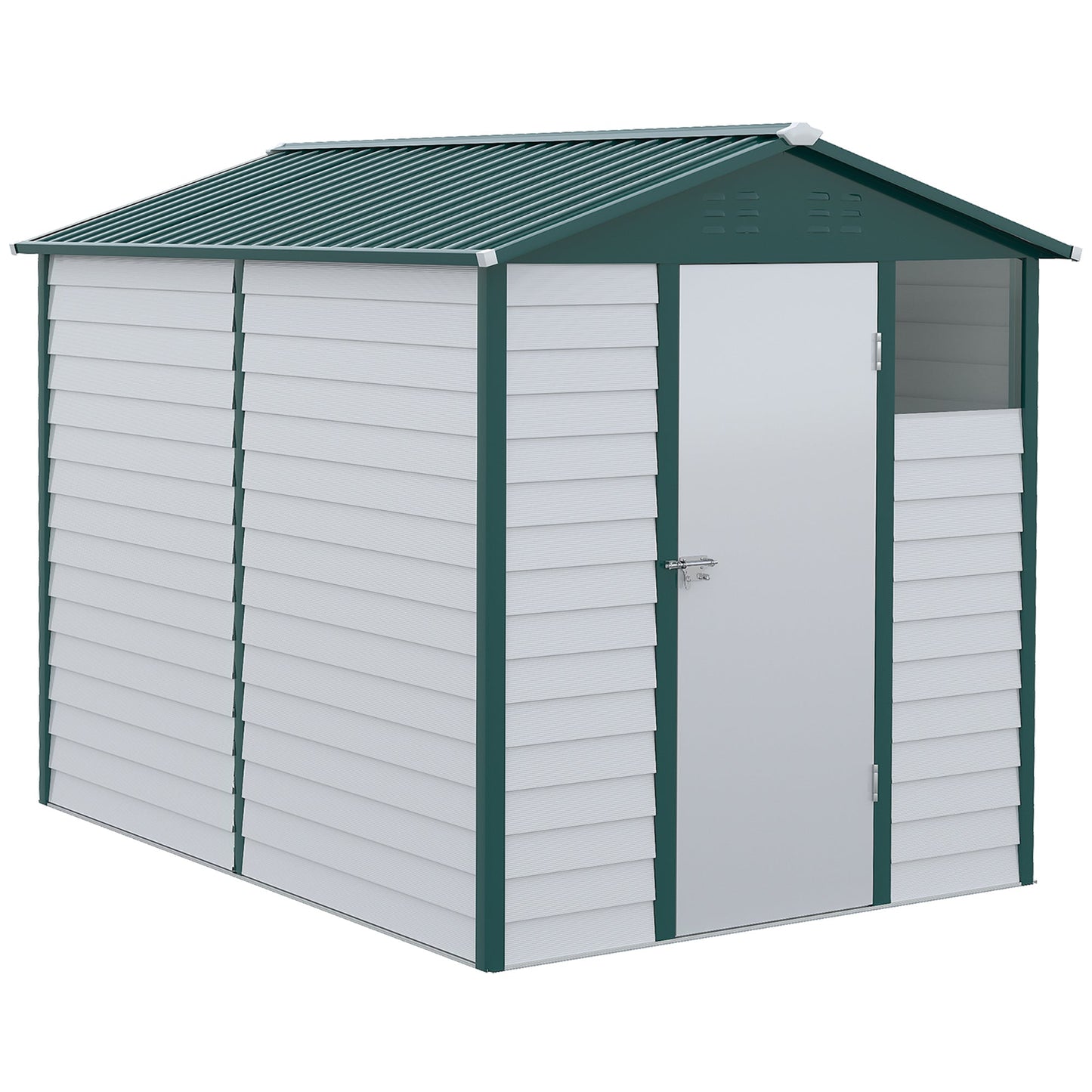9 x 6FT Metal Garden Shed, Galvanised Outdoor Storage Shed with Window, Lockable Door, Tool Storage Shed for Yard, Patio, Lawn, Green