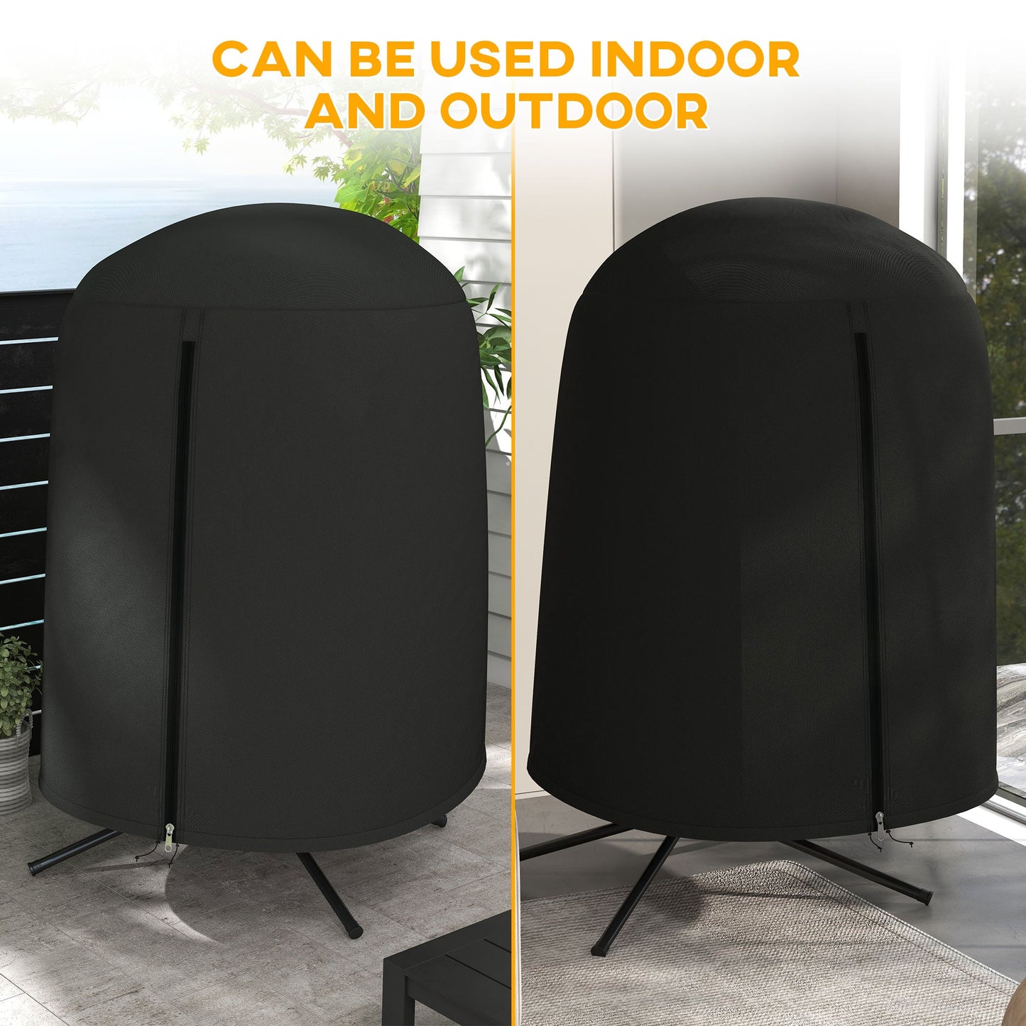 Hanging Egg Chair Cover, Outdoor Single Swing Chair Cover, Waterproof Anti-dust Furniture Protector with Zipper, 420D Oxford Fabric for Φ128 x 190H cm Stand, Black