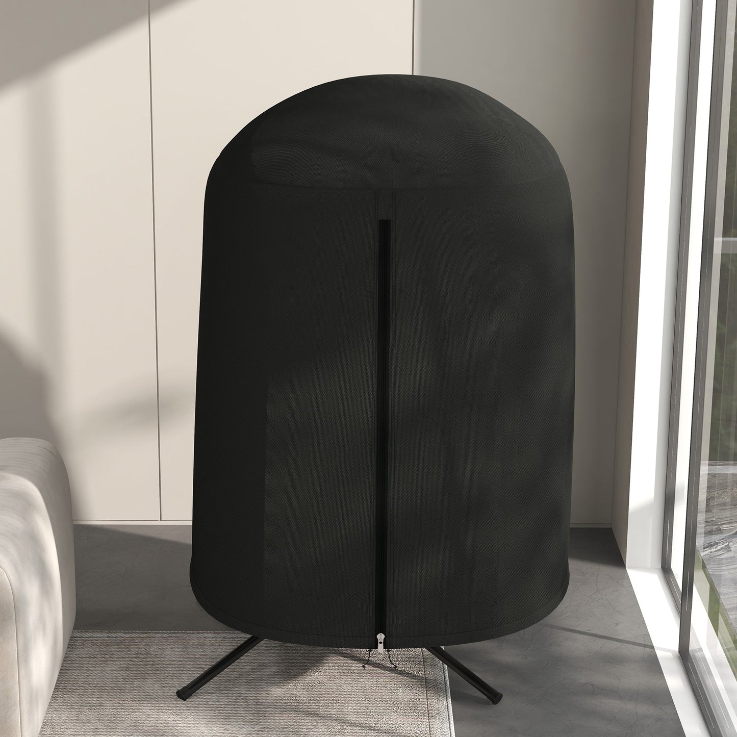 Hanging Egg Chair Cover, Outdoor Single Swing Chair Cover, Waterproof Anti-dust Furniture Protector with Zipper, 420D Oxford Fabric for Φ128 x 190H cm Stand, Black