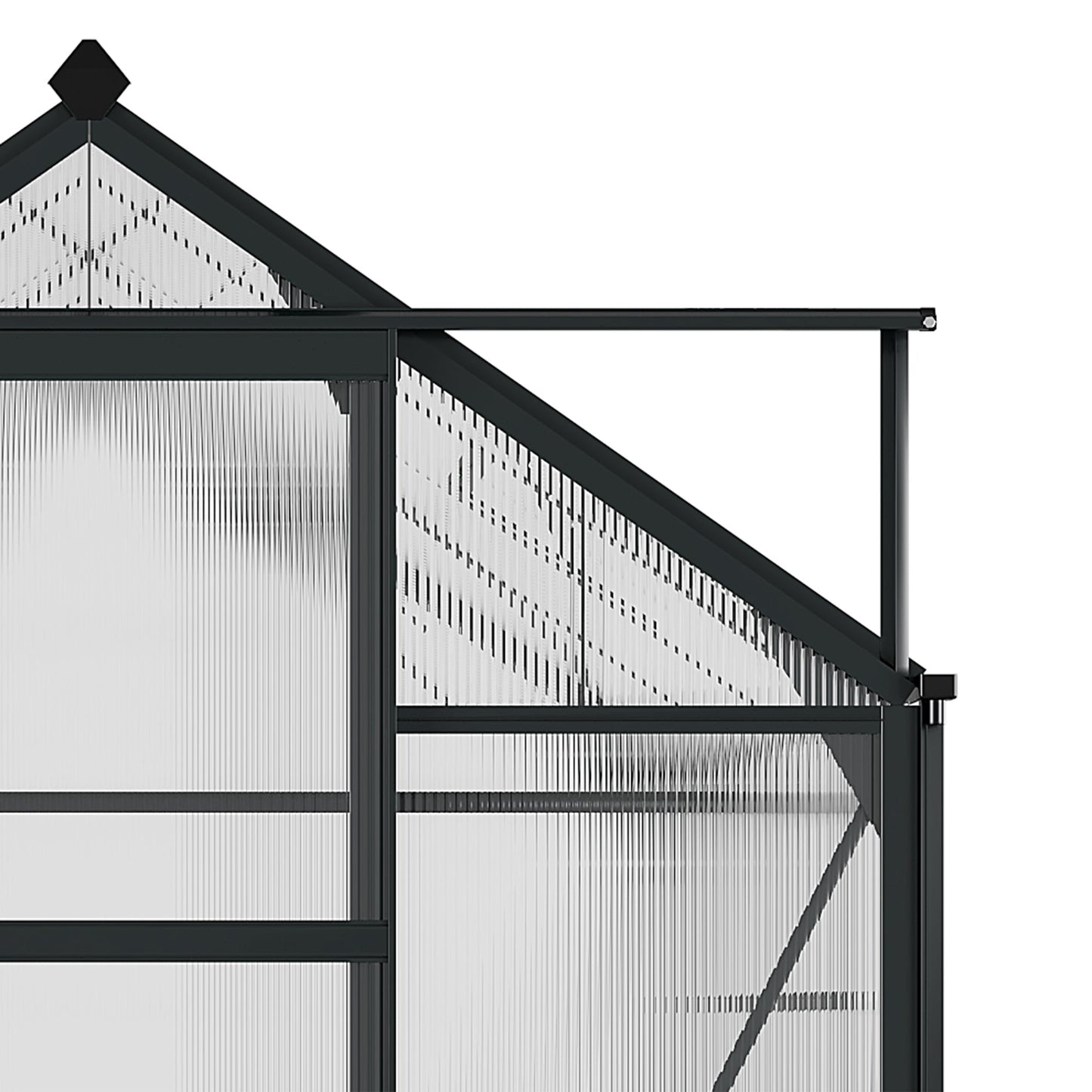 6 x 8ft Polycarbonate Greenhouse, Large Walk-In Green House with Slide Door and Window, Garden Plants Grow House with Aluminium Frame and Foundation, Grey