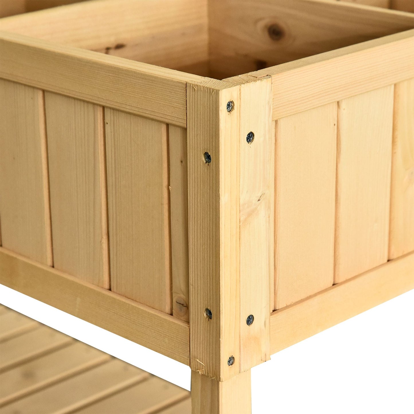 Wooden Herb Planter with 8 Pocket, Raised Bed Container Garden Planter Boxes, 110L x 46W x 76Hcm, Natural