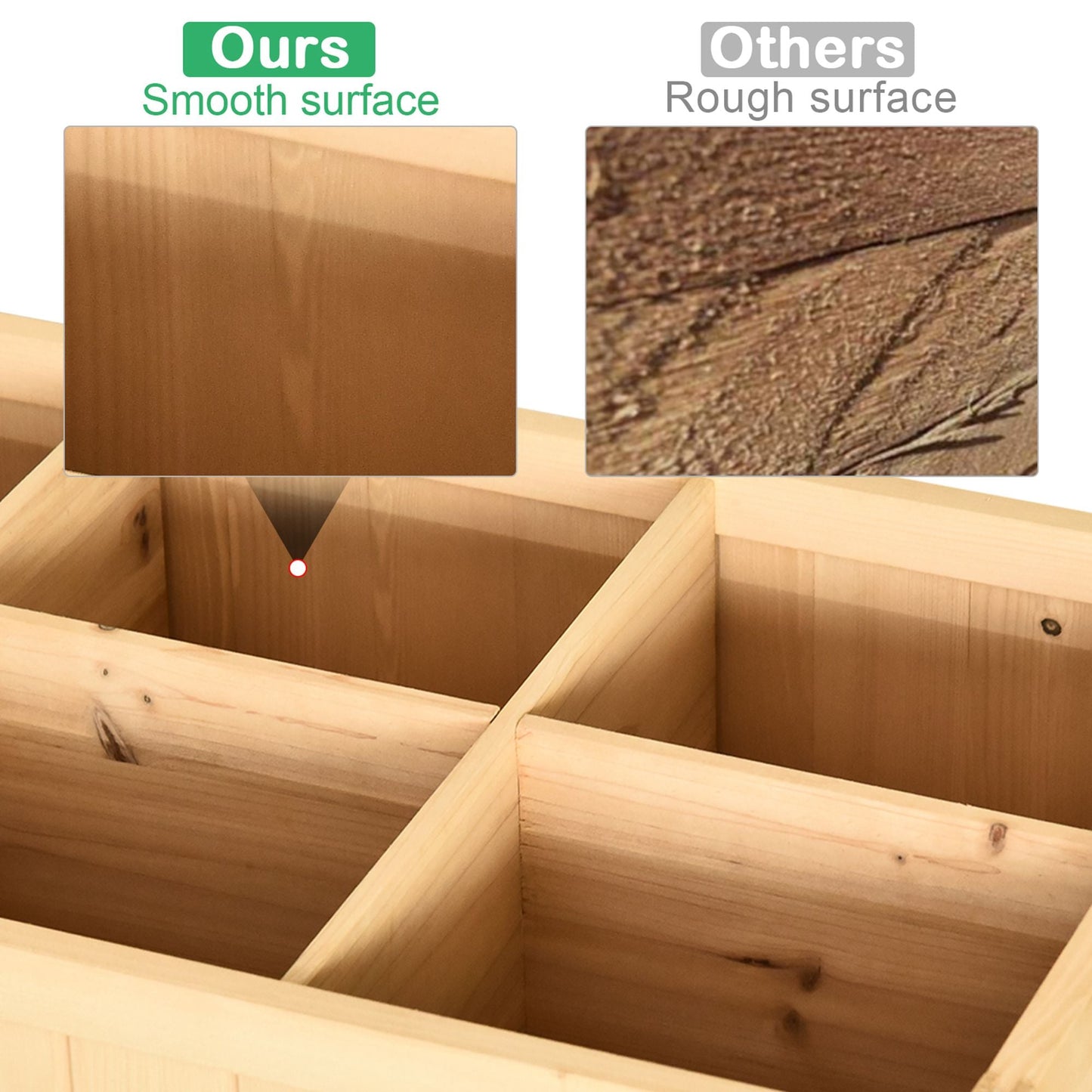 Wooden Herb Planter with 8 Pocket, Raised Bed Container Garden Planter Boxes, 110L x 46W x 76Hcm, Natural