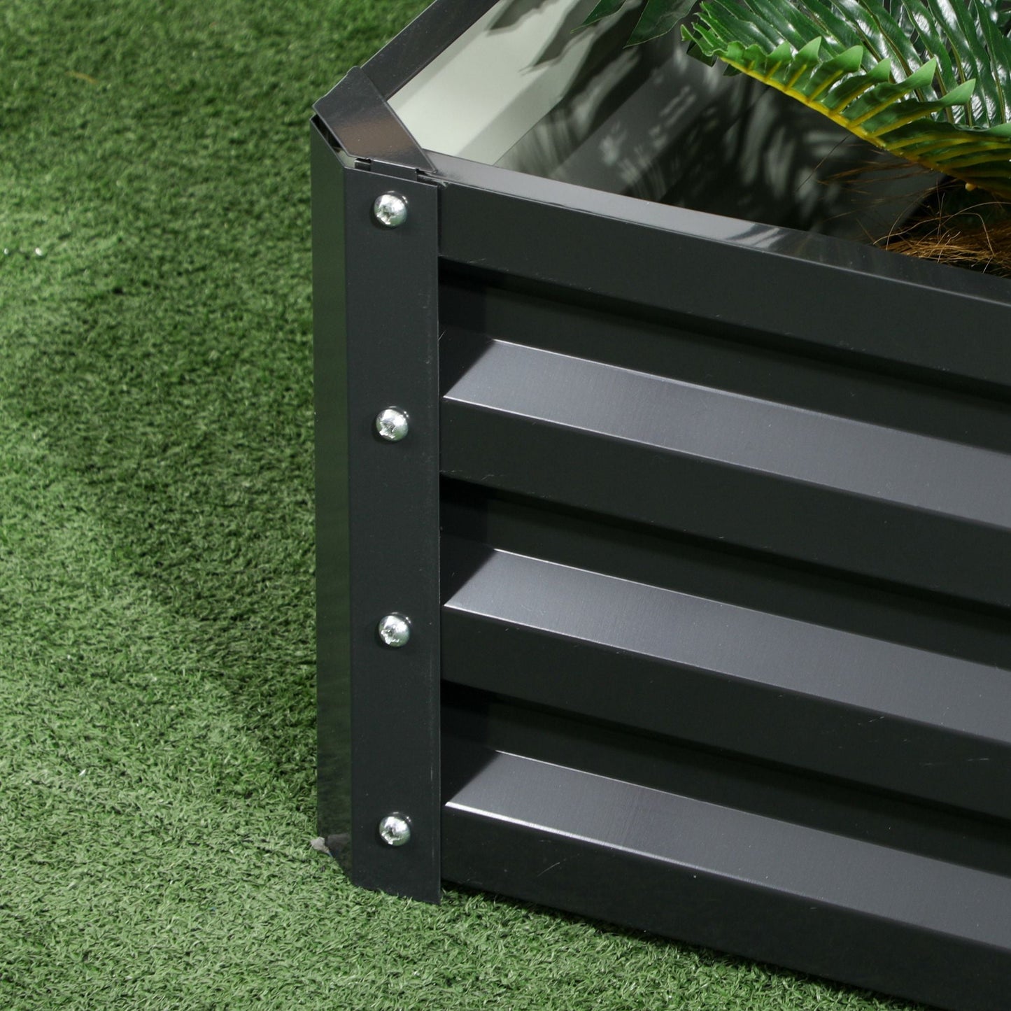 2 Tier Galvanised Raised Garden Bed, Outdoor Steel Planter Box with Open Bottom for Vegetables, Flowers and Herbs, 120 x 101 x 58 cm, Dark Grey