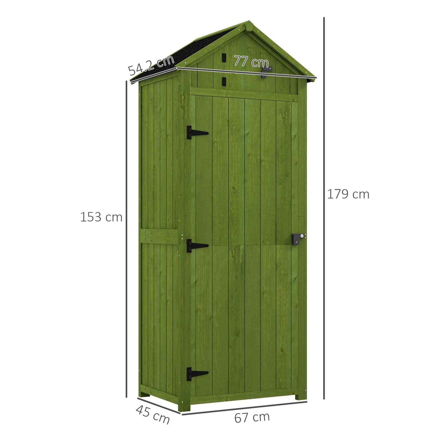 Wooden Garden Shed, Utility Outdoor Small Shed with Lockable Double Doors, Shelves and Roof Hatch, Dark Green