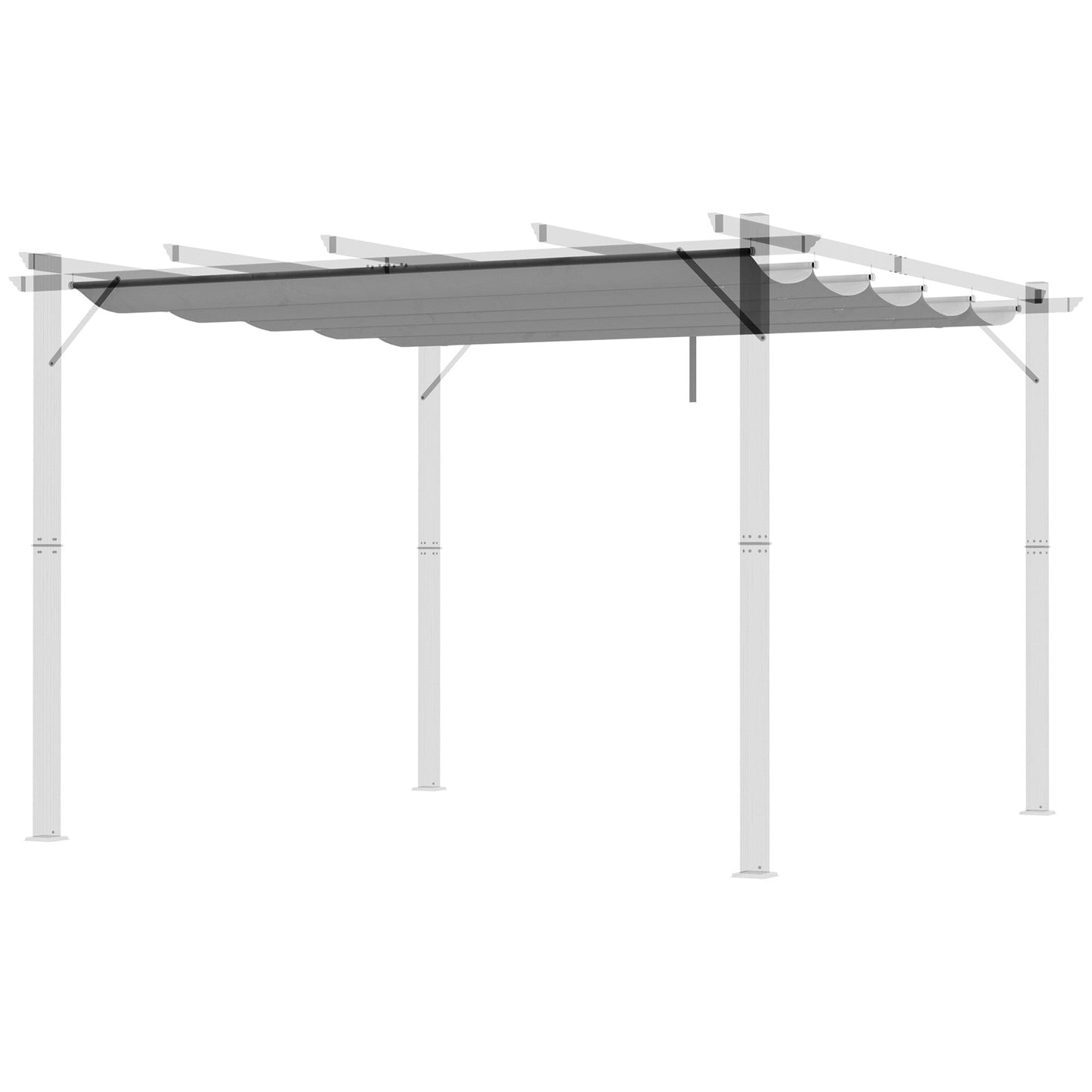 Retractable Pergola Shade Cover, Replacement Canopy Fabric for 3 x 3 (m) Pergola, Gazebo Retractable Roof, Light Grey