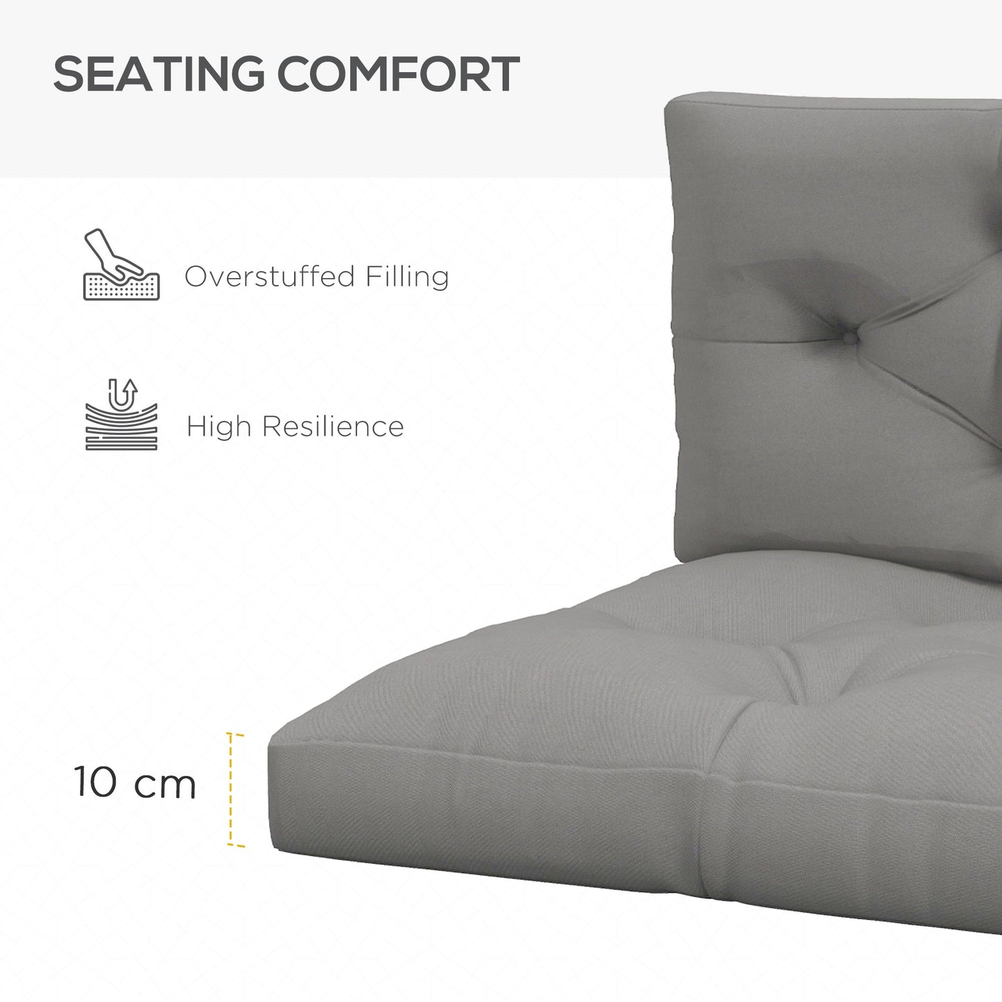 2 Seater Outdoor Seat Cushions Back Cushion for Pallet, Water Repellent Seat Pads, Light Grey