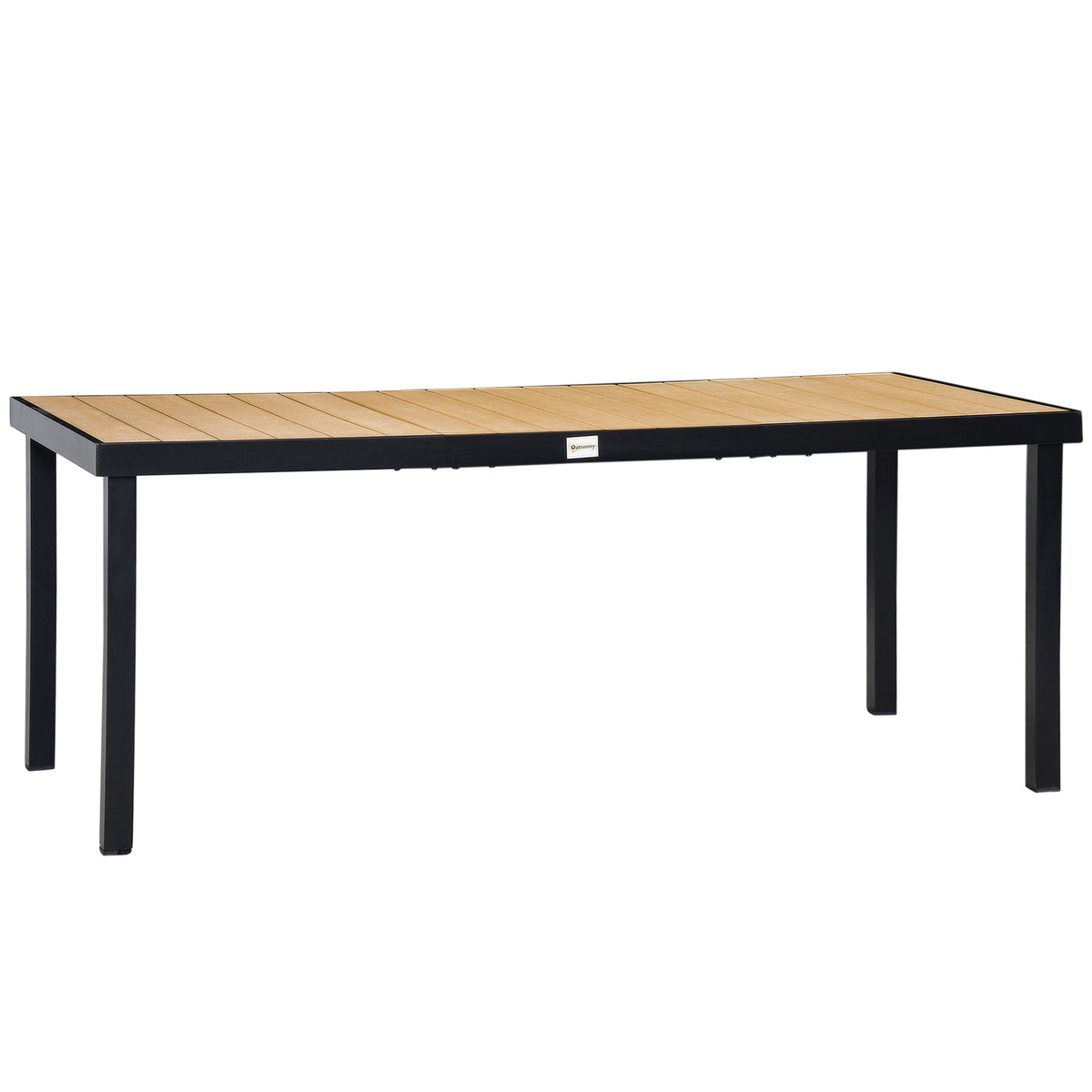 Garden Table for 8 People, Rectangular Aluminium Outdoor Dining Table with All-Weather Faux Wood Top for Garden, Patio, 190 x 90 x 74 cm, Natural