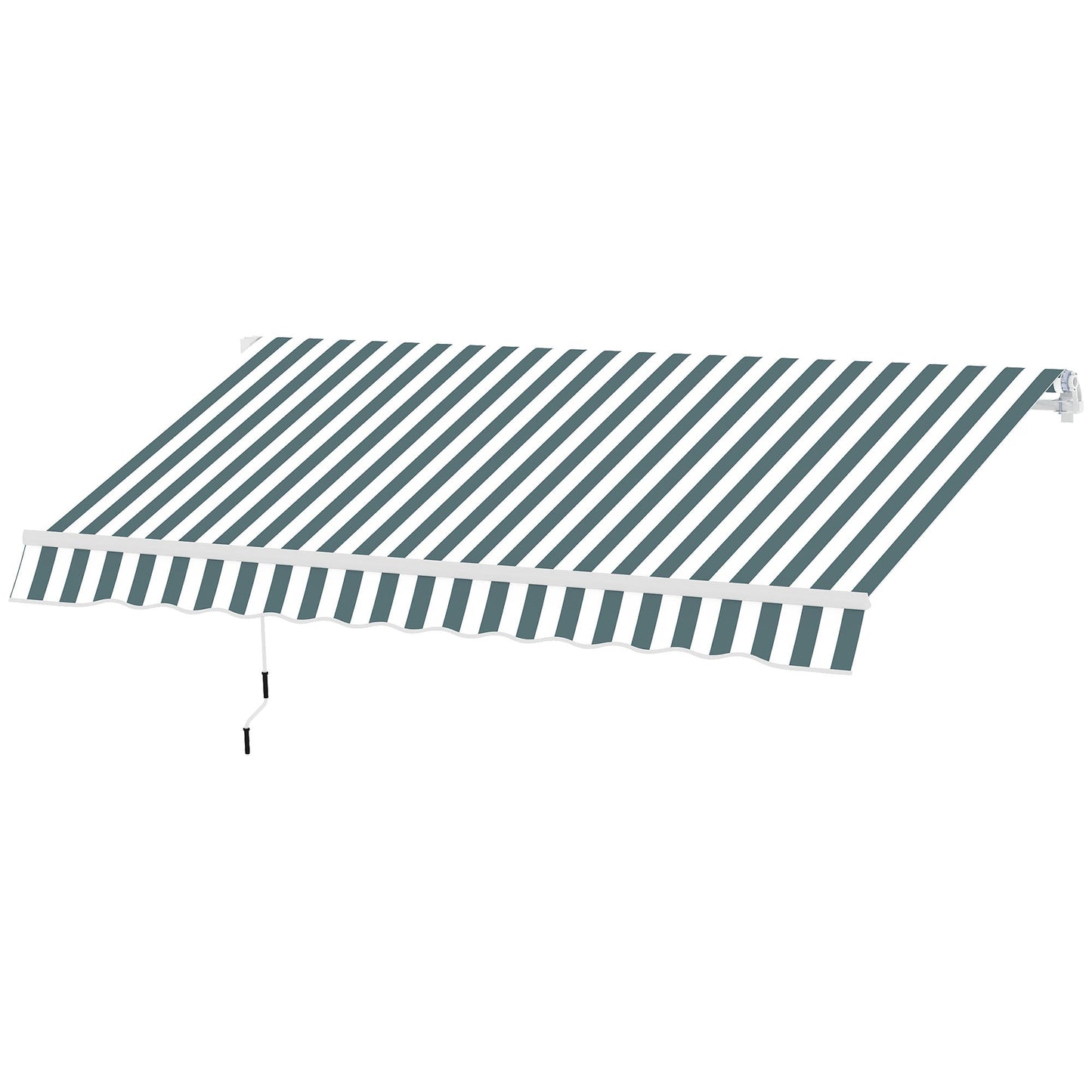 2.5m x 2m Garden Patio Manual Awning Canopy Sun Shade Shelter Retractable with Winding Handle Green White
