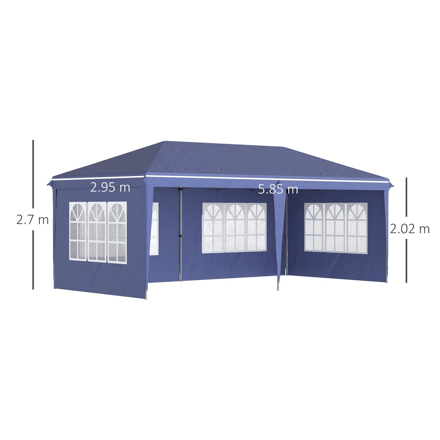 3 x 6m Garden Pop Up Gazebo, Height Adjustable Marquee Party Tent with Sidewalls, Storage Bag, Blue