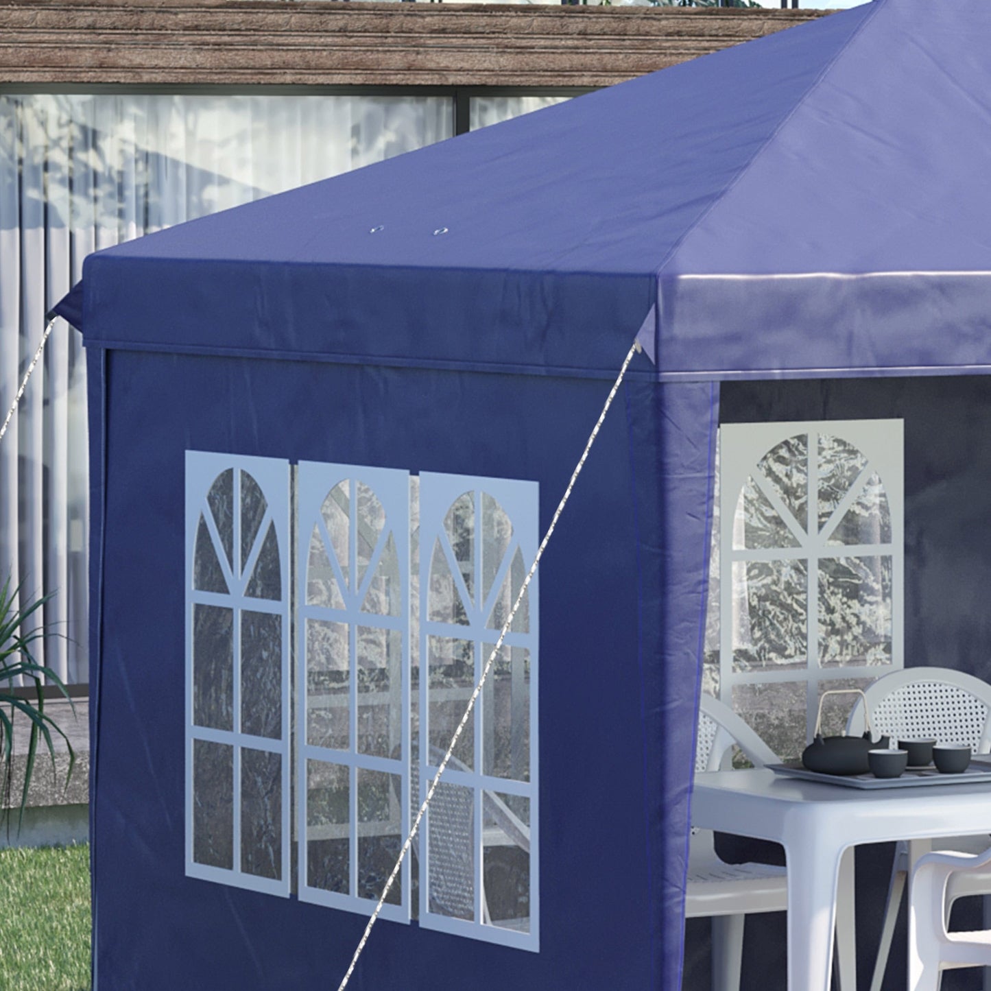3 x 6m Garden Pop Up Gazebo, Height Adjustable Marquee Party Tent with Sidewalls, Storage Bag, Blue