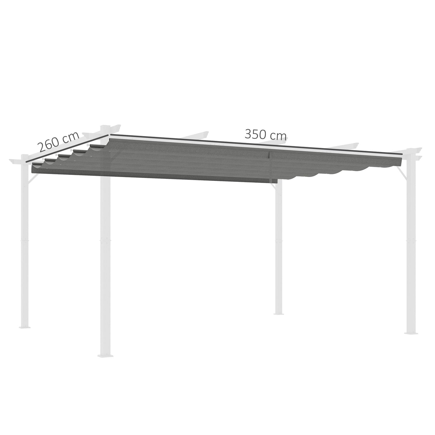 Retractable Pergola Shade Cover, Replacement Canopy Fabric for 4 x 3 (m) Pergola, Gazebo Retractable Roof, Light Grey