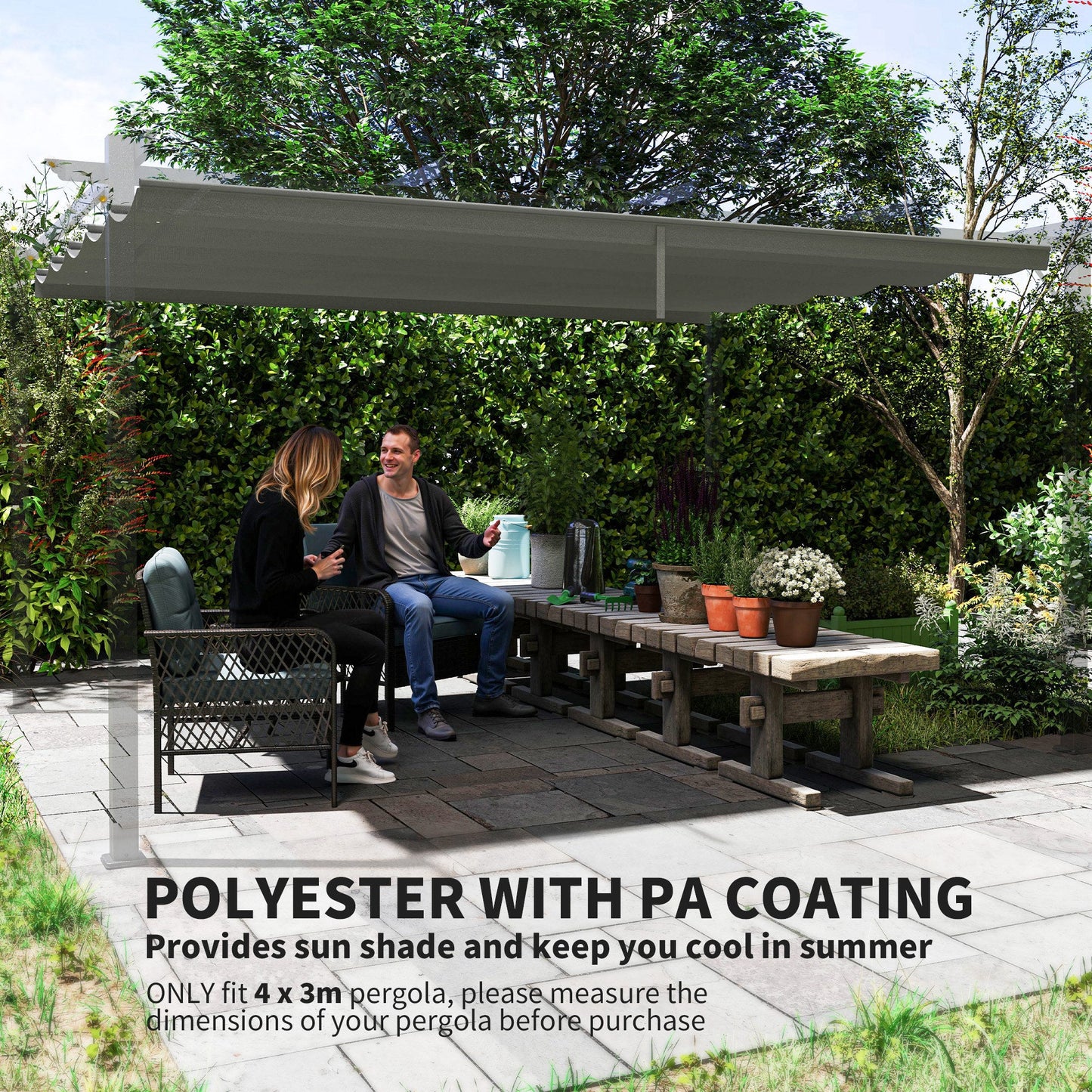 Retractable Pergola Shade Cover, Replacement Canopy Fabric for 4 x 3 (m) Pergola, Gazebo Retractable Roof, Light Grey