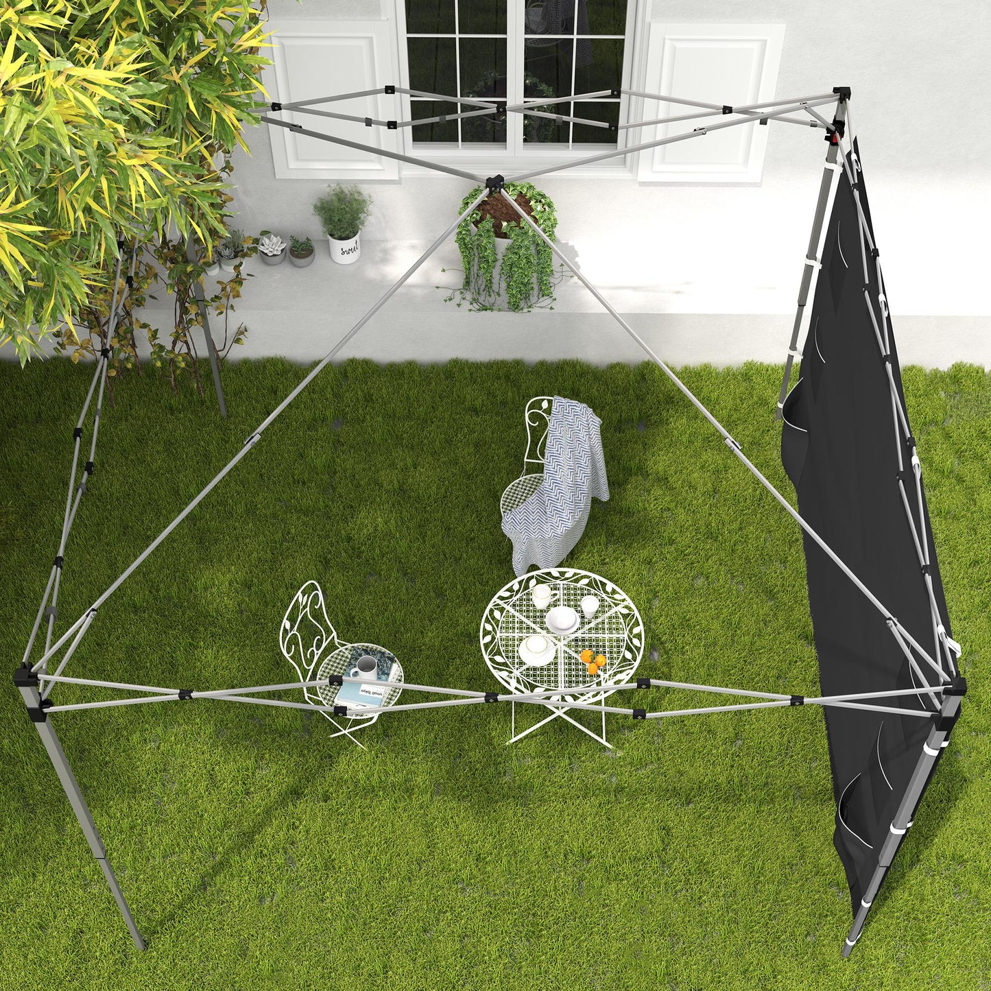 Gazebo Side Panel, Canopy Sidewall Panel with 4 Mesh Bags and 2 Storage Pockets for 3 x 3 m Straight Leg Pop Up Gazebos, 1 Pack Sidewall Only, Black