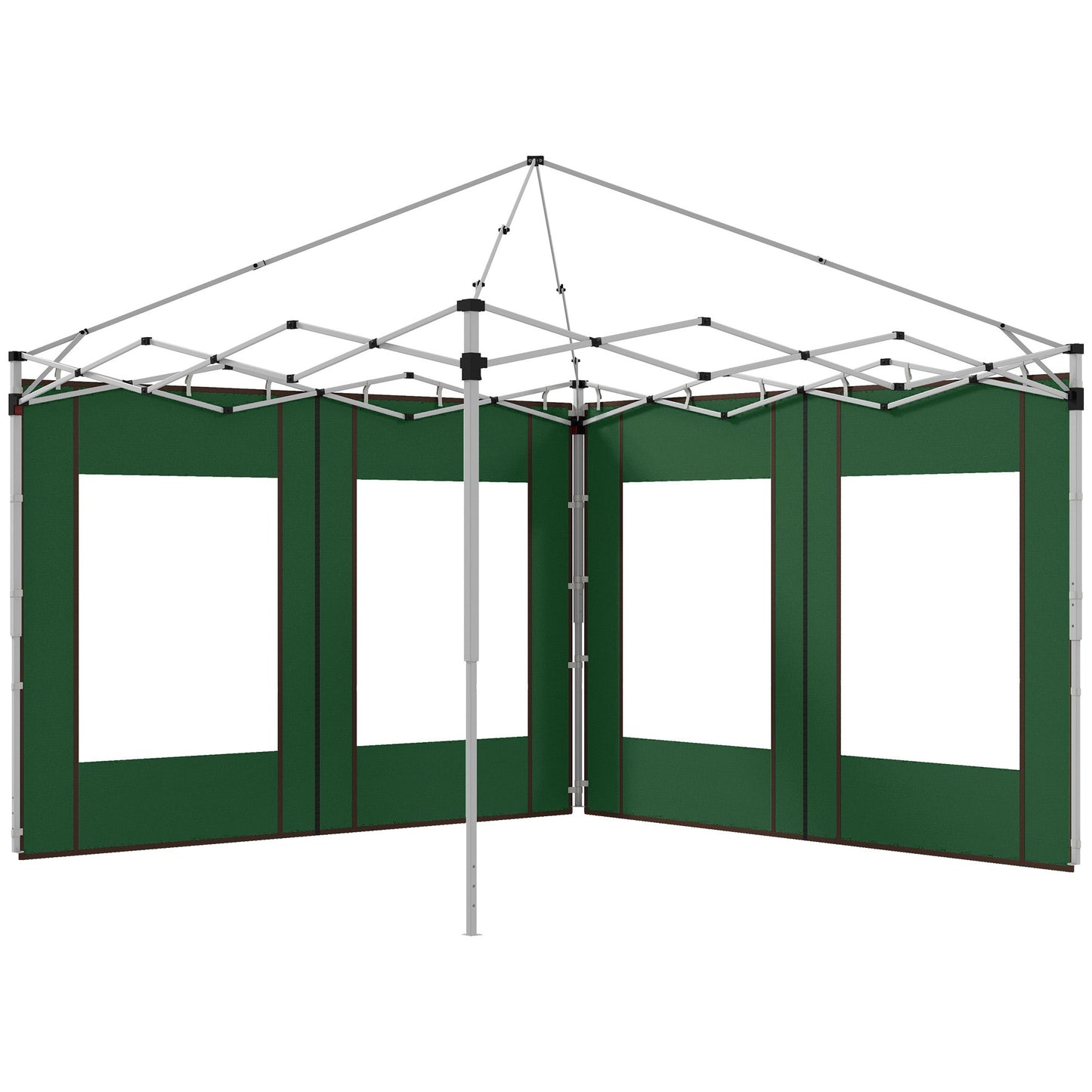 Gazebo Side Panels with Zipped Doors and Windows, for 3x3(m) or 3x6m Pop Up Gazebo, 2 Pack Sides Replacement, Green