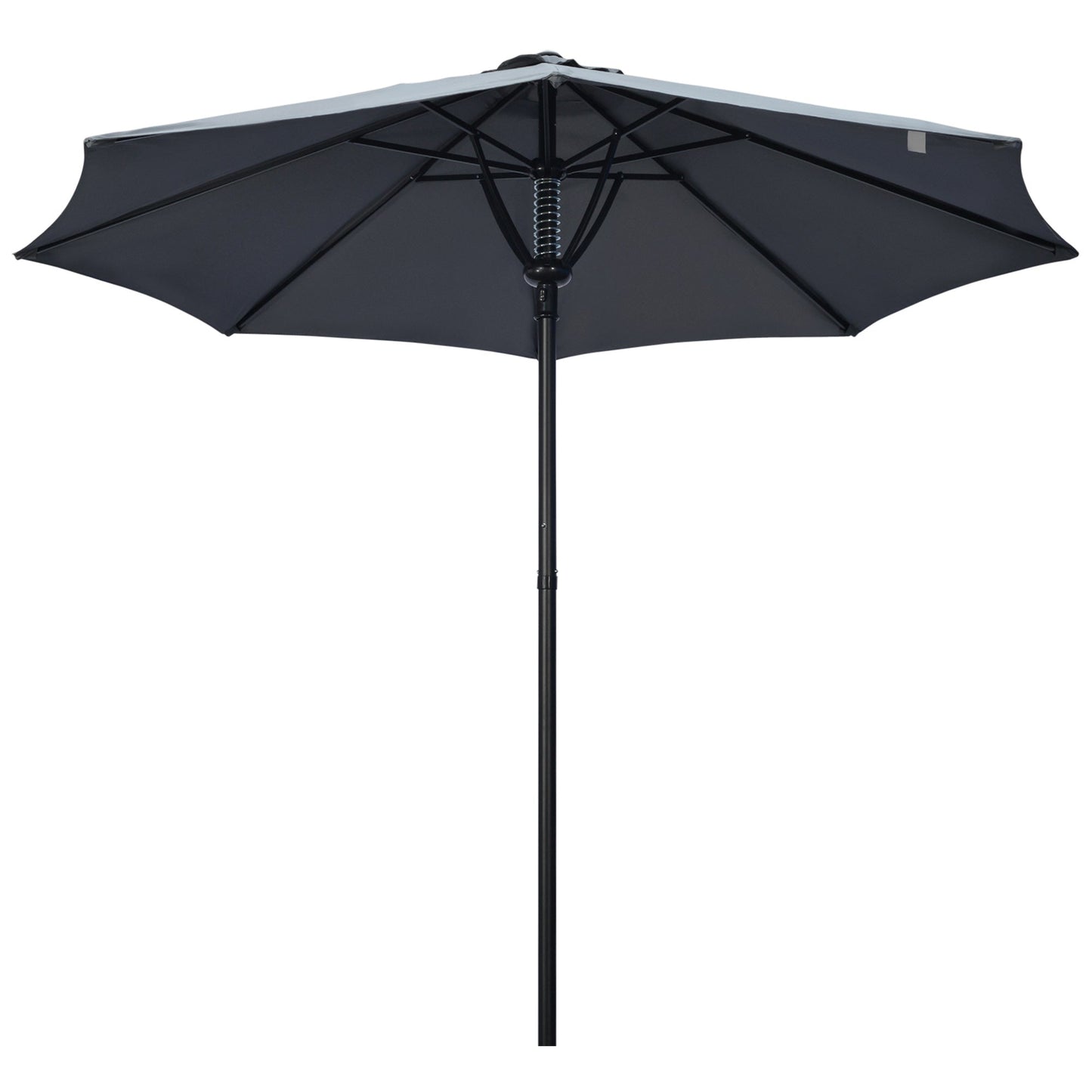 Garden 3(m) Parasol Umbrella, Outdoor Market Table Umbrella Sun Shade Canopy with 8 Ribs, Easy Push to Open, Grey