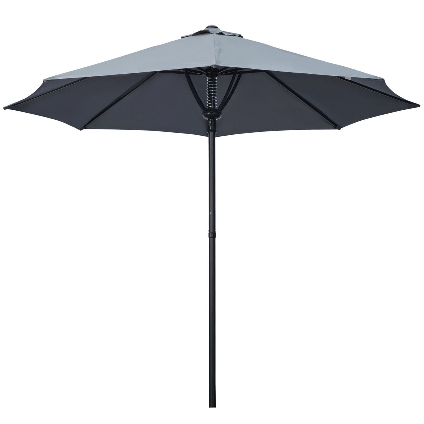 Garden 3(m) Parasol Umbrella, Outdoor Market Table Umbrella Sun Shade Canopy with 8 Ribs, Easy Push to Open, Grey
