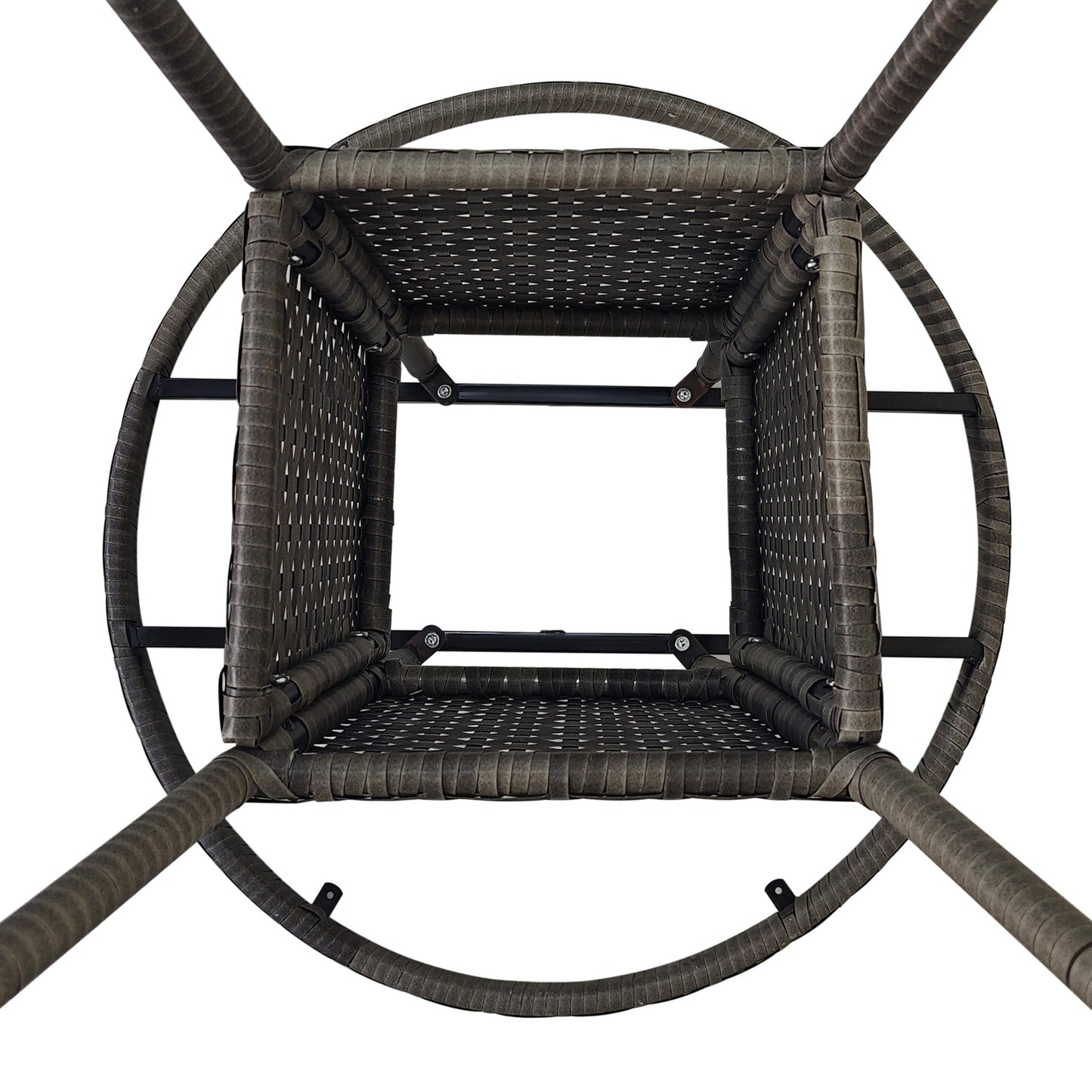 70 cm Outdoor Dining Table, PE Rattan Patio Table with Wood-plastic Composite Top for Balcony, Garden, Grey
