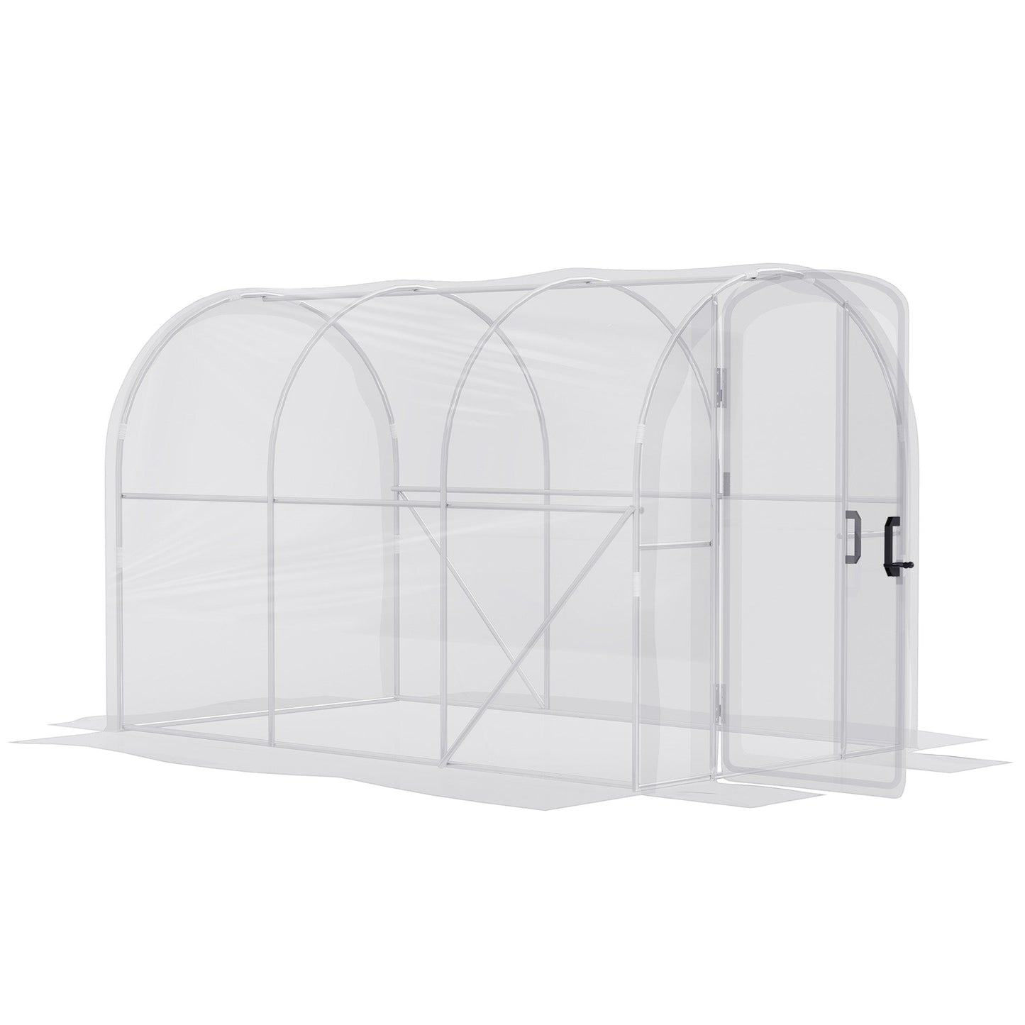 3 x 2 x 2m Polytunnel Greenhouse with 2 Hinged Door, Walk-in Grow House Tent with PE Cover and Galvanised Steel Frame, Clear