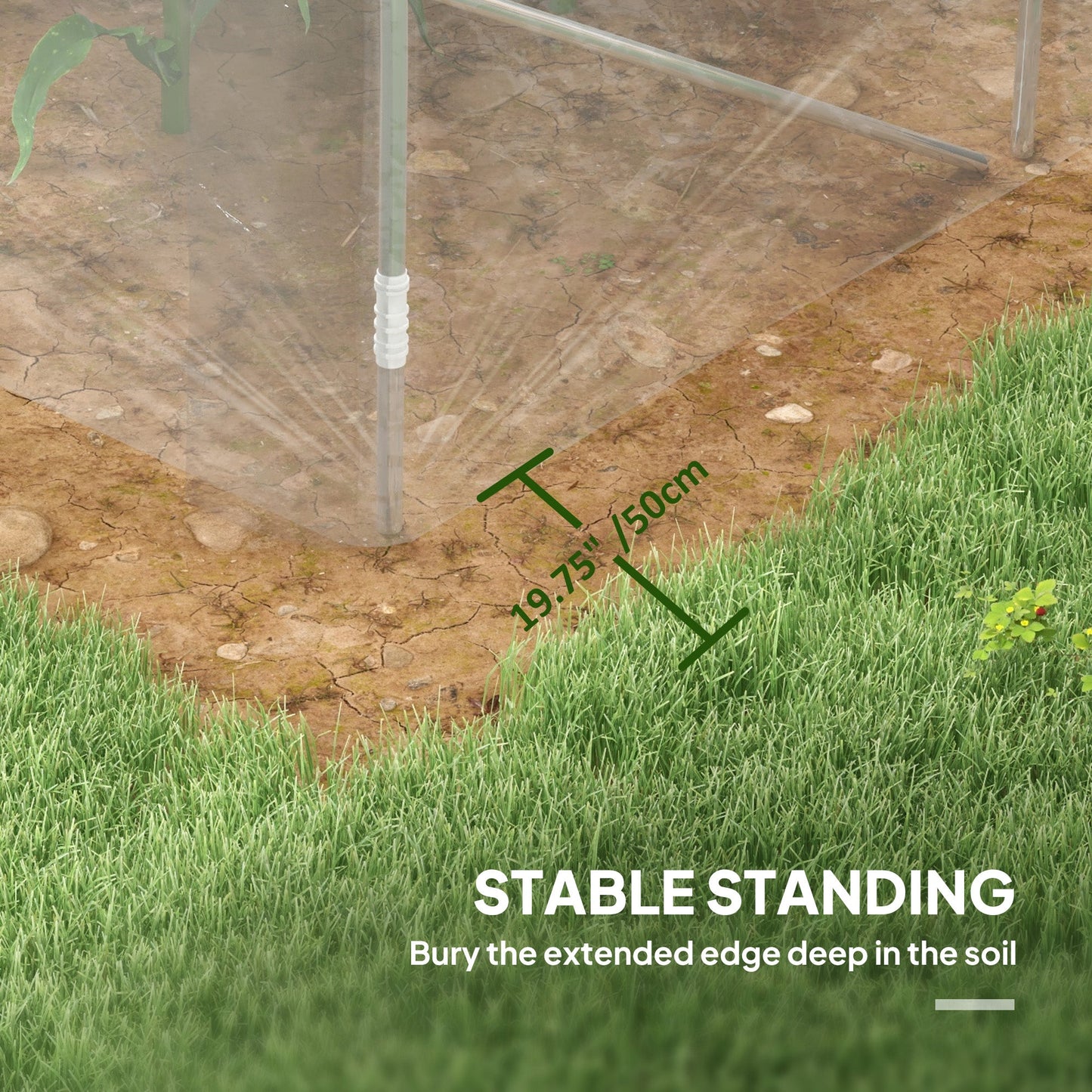 3 x 2 x 2m Polytunnel Greenhouse with 2 Hinged Door, Walk-in Grow House Tent with PE Cover and Galvanised Steel Frame, Clear