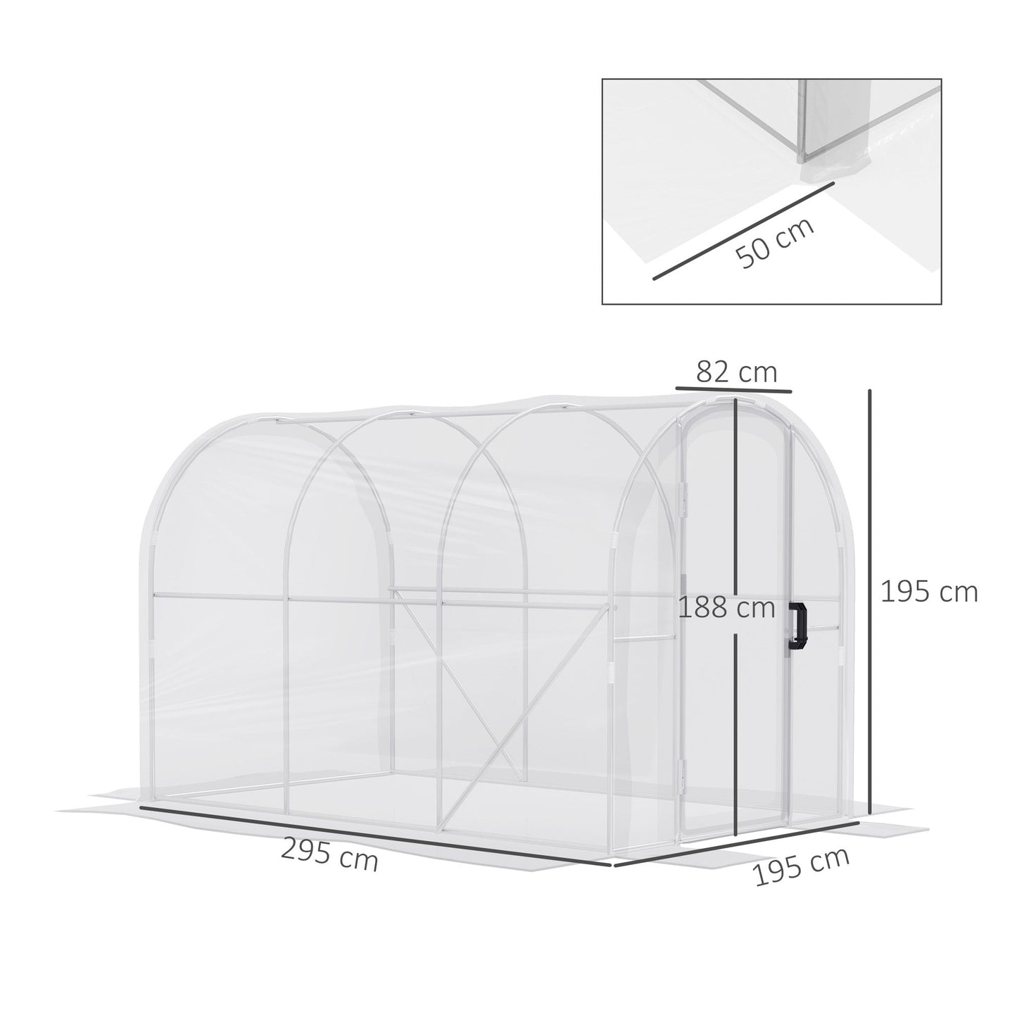 3 x 2 x 2m Polytunnel Greenhouse with 2 Hinged Door, Walk-in Grow House Tent with PE Cover and Galvanised Steel Frame, Clear