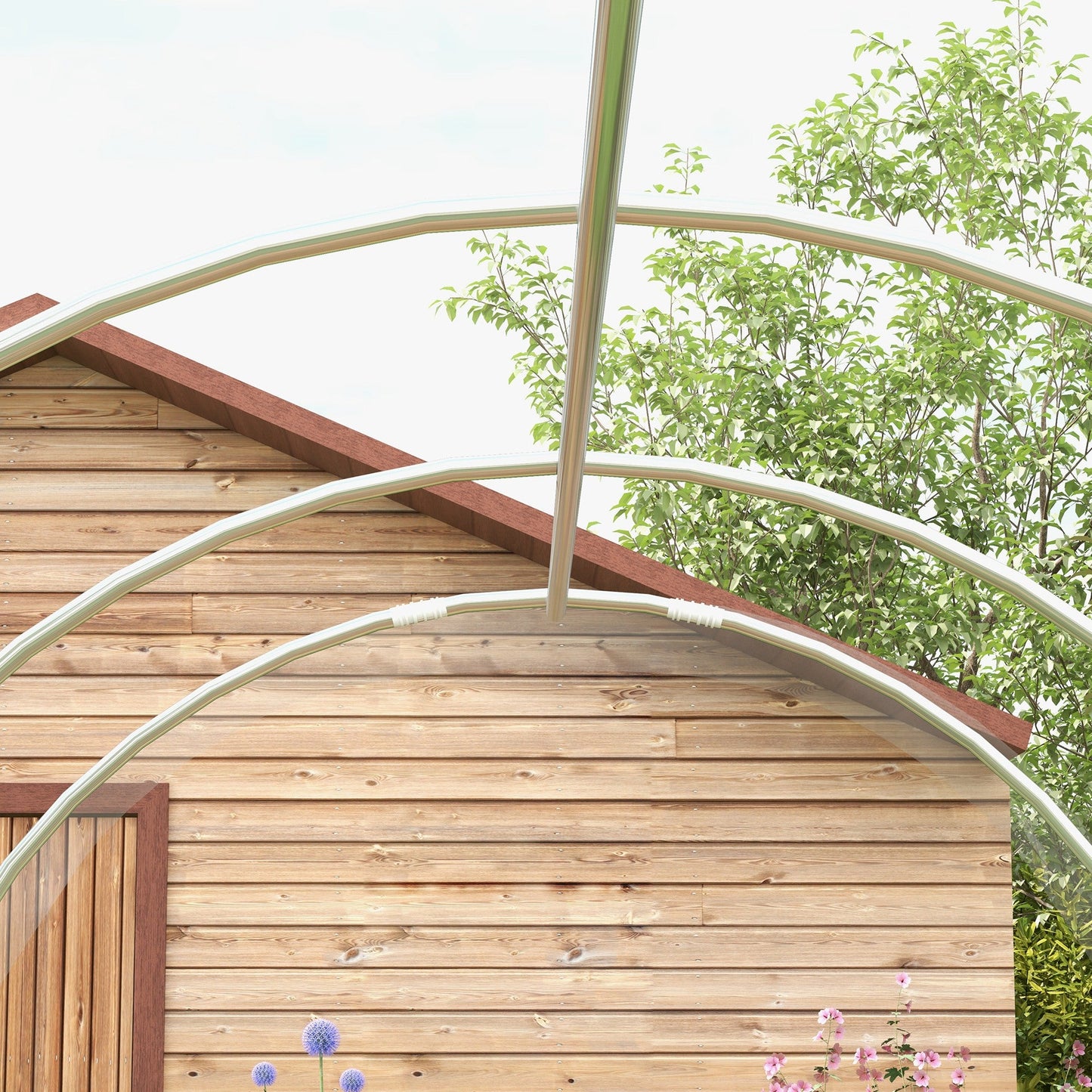 3 x 2 x 2m Polytunnel Greenhouse with 2 Hinged Door, Walk-in Grow House Tent with PE Cover and Galvanised Steel Frame, Clear