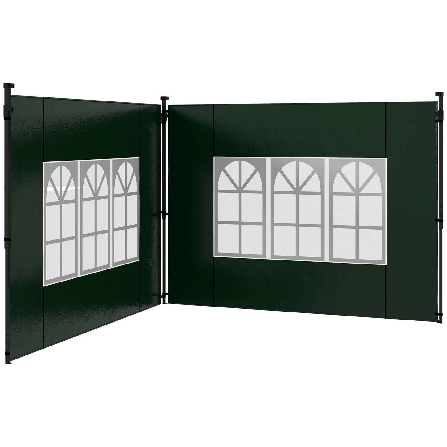 Gazebo Side Panels with Window for 3x3(m) or 3x6m Gazebo Canopy, 2 Pack Sides Replacement, Green