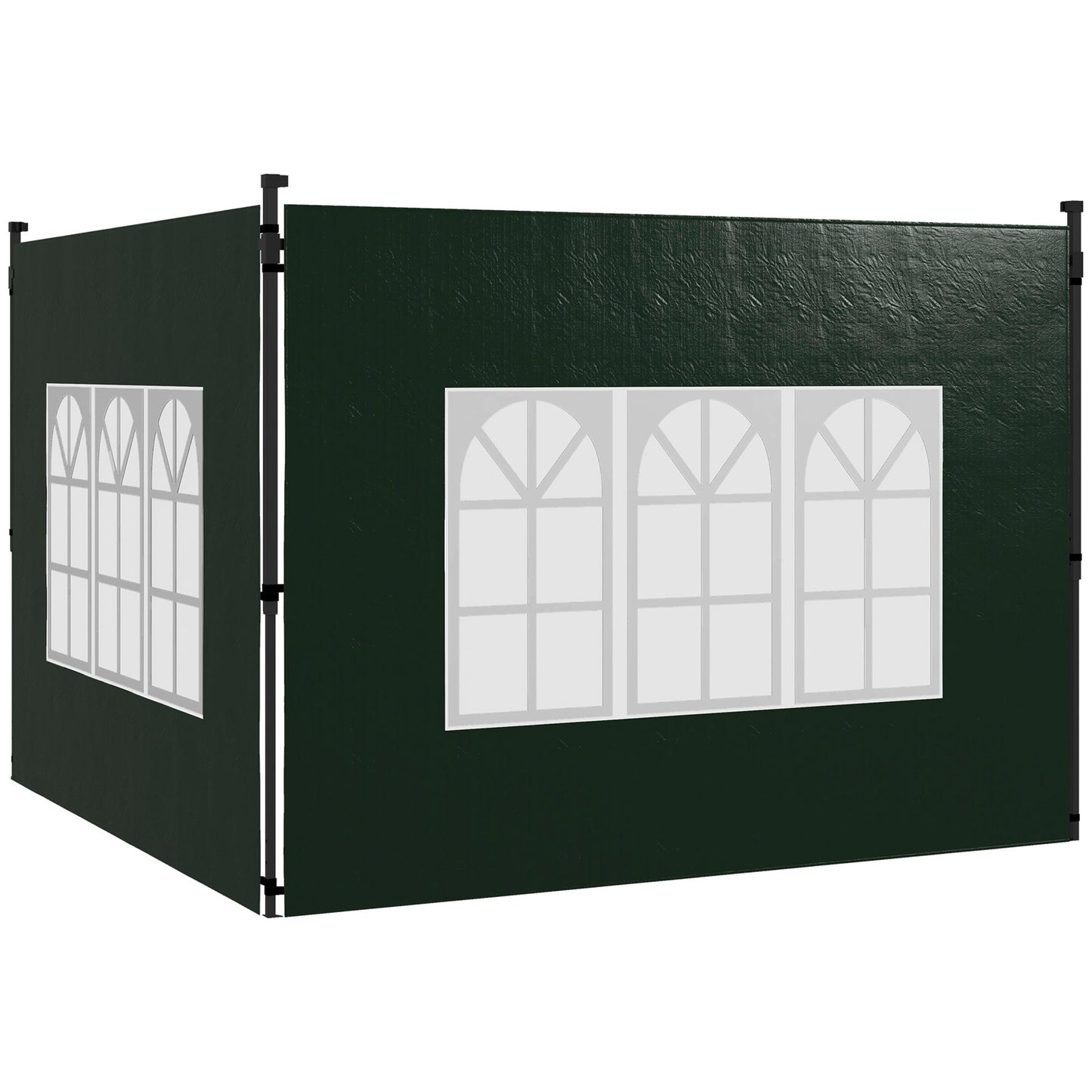 Gazebo Side Panels with Window for 3x3(m) or 3x6m Gazebo Canopy, 2 Pack Sides Replacement, Green
