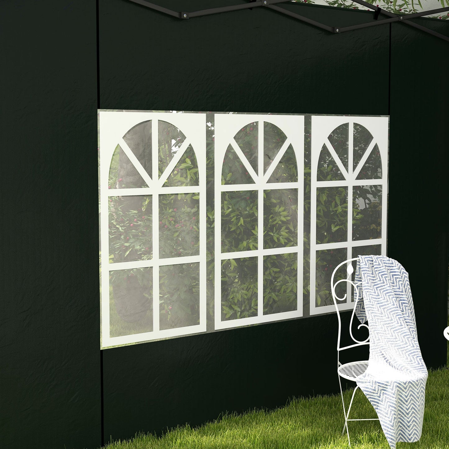 Gazebo Side Panels with Window for 3x3(m) or 3x6m Gazebo Canopy, 2 Pack Sides Replacement, Green