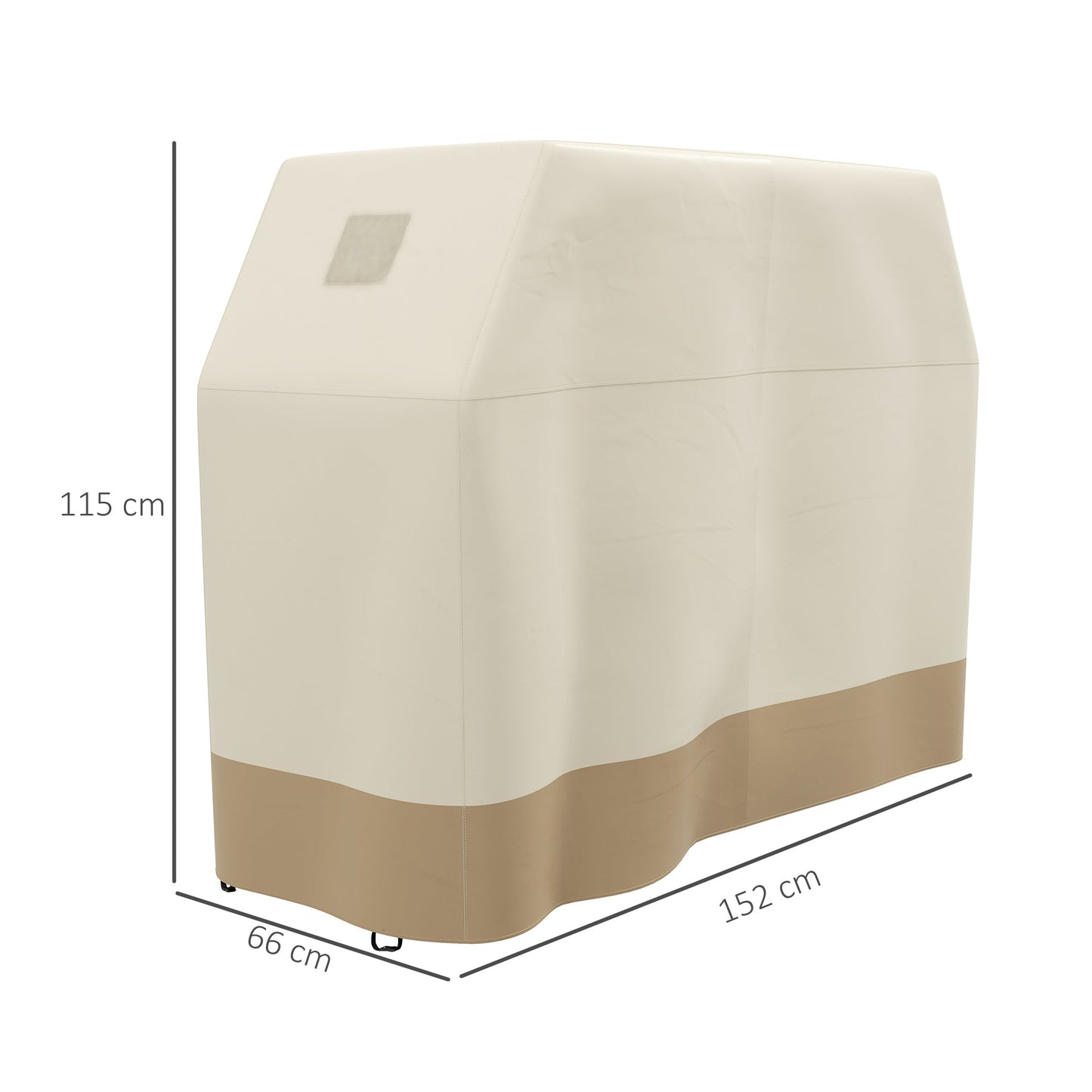BBQ Cover for Rectangular Gas Grill, 300D Oxford Fabric Barbecue Covers, Waterproof UV Protection Rip-Proof, with Windproof Buckles, Beige, 152 x 66 x 115cm