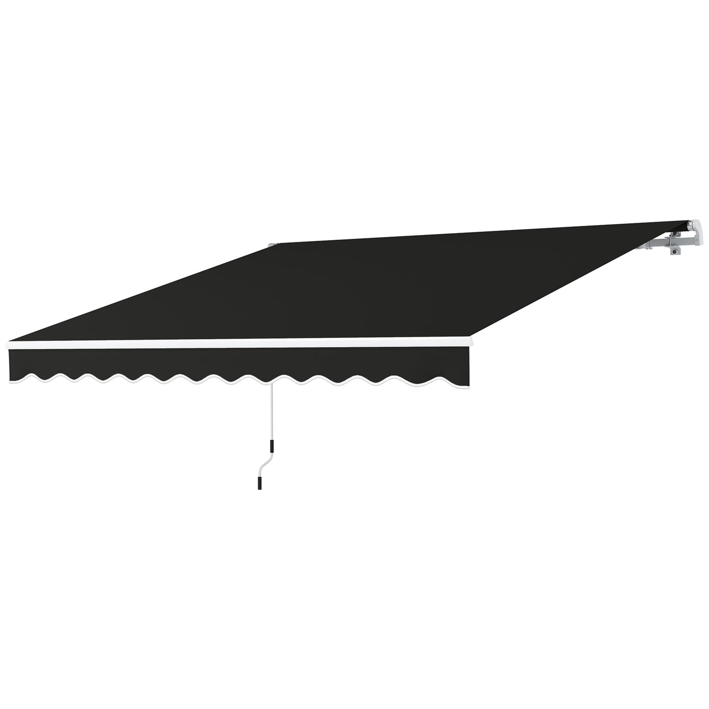 3 x 2.5m Garden Patio Manual Awning, Retractable Canopy Sun Shade Shelter with Fittings and Crank Handle, Black