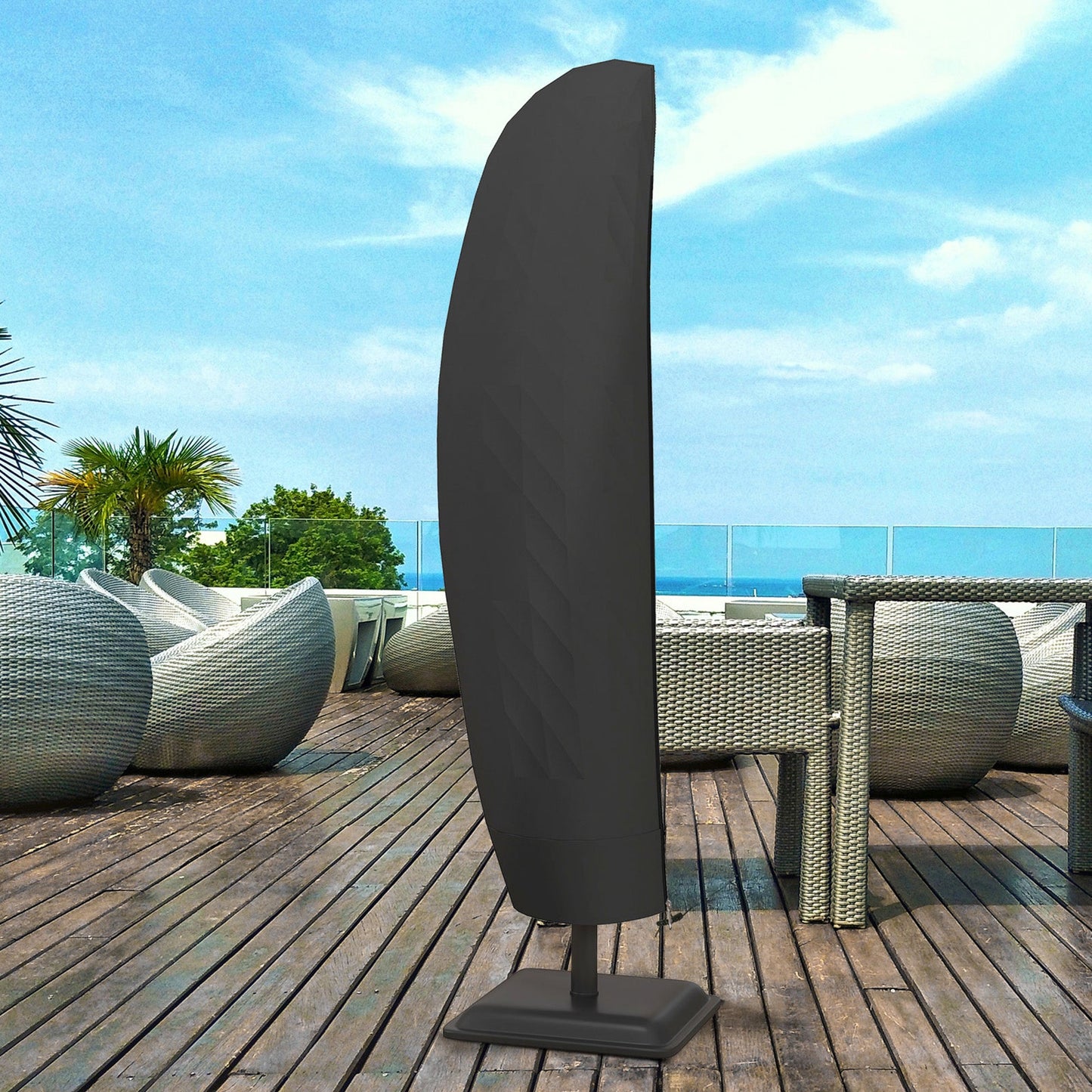 Parasol Cover, Cantilever Umbrella Cover, Banana Umbrella Protector with Zipper for Outdoor Garden, Patio, Black