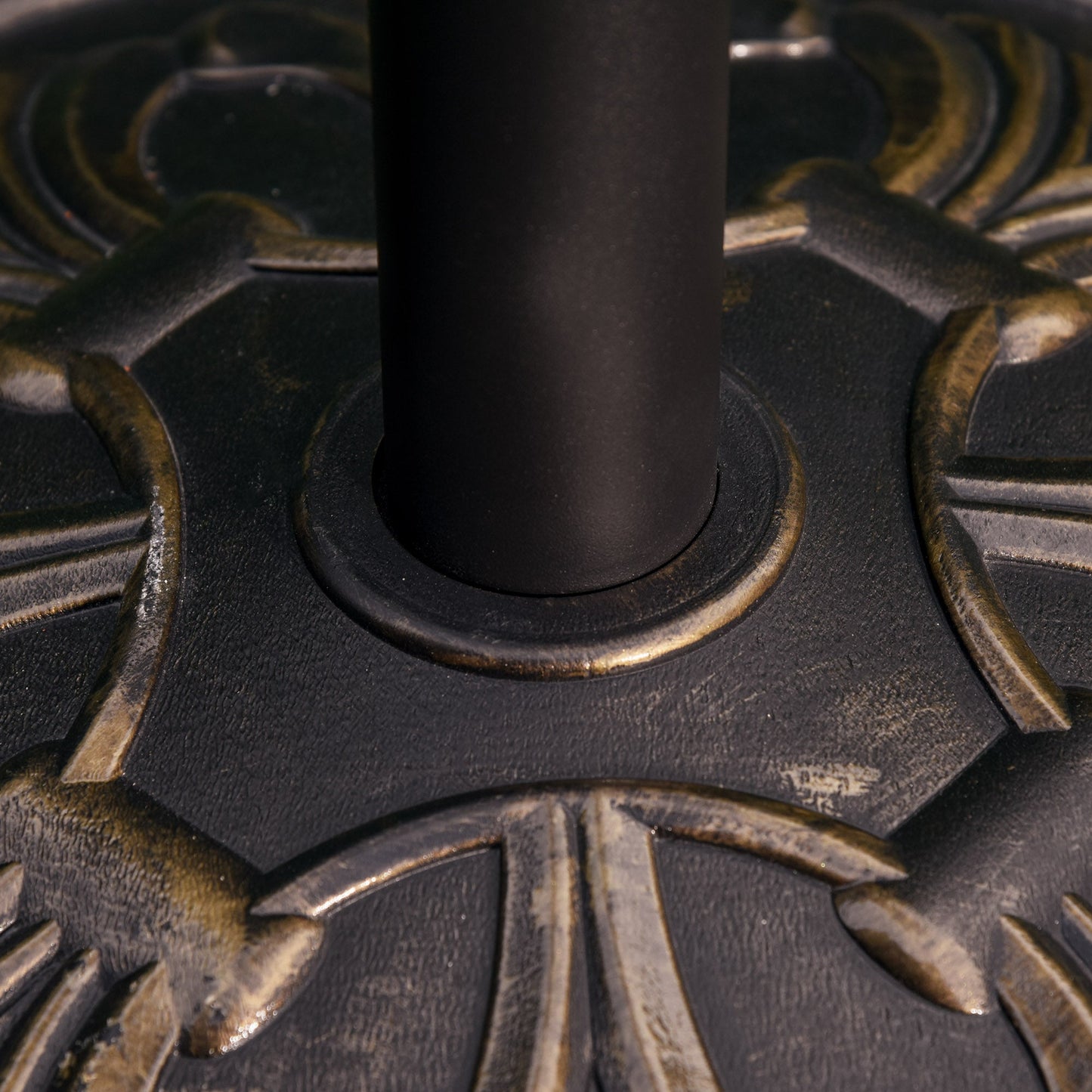 13kg Round HDPE Parasol Base Sun Umbrella Concrete Weight Stand Holder Patio Outdoor Garden, Bronze Tone