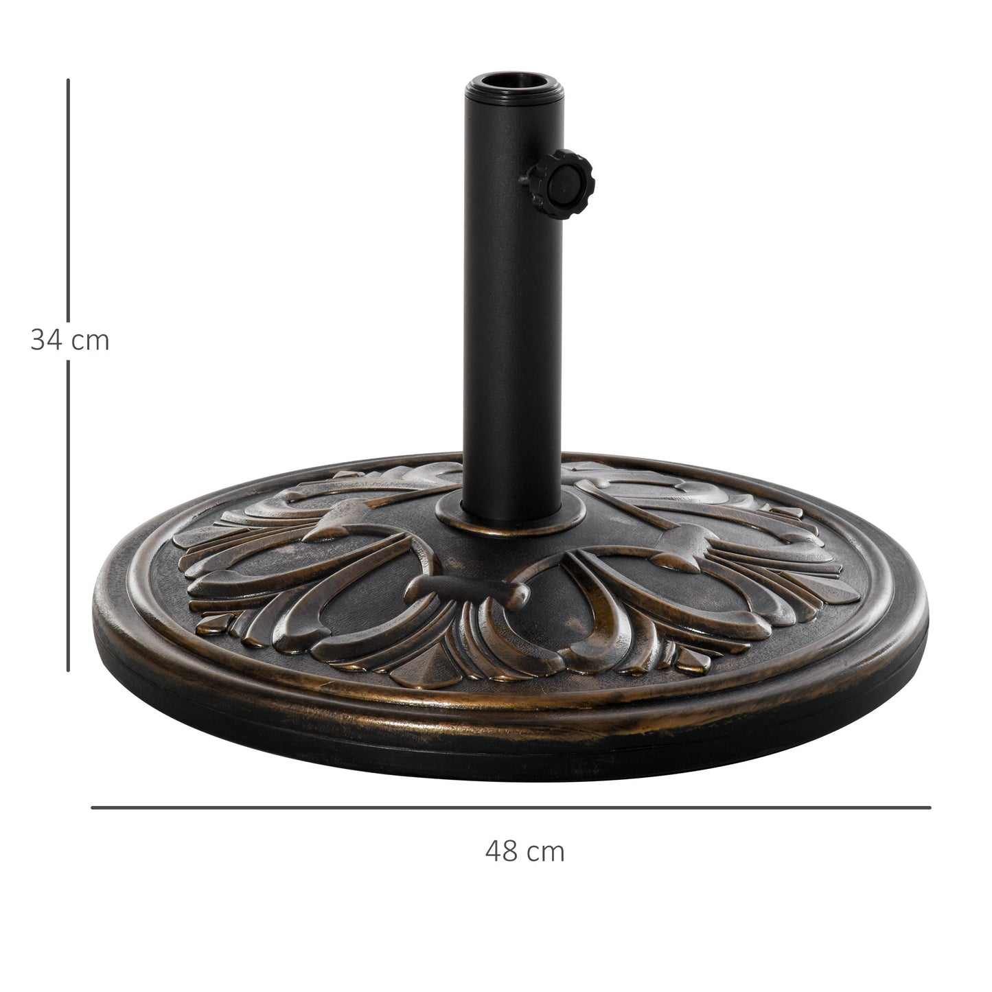 13kg Round HDPE Parasol Base Sun Umbrella Concrete Weight Stand Holder Patio Outdoor Garden, Bronze Tone