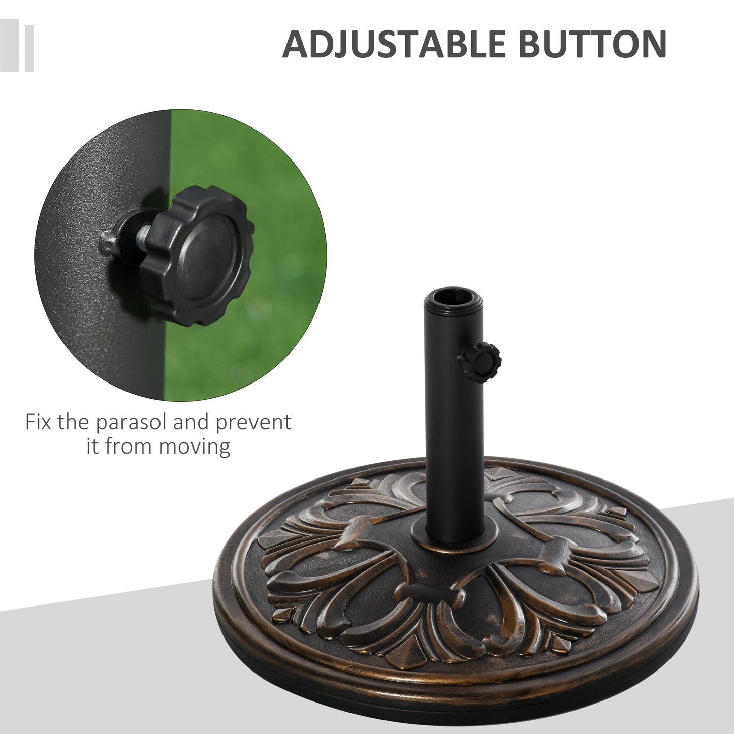 13kg Round HDPE Parasol Base Sun Umbrella Concrete Weight Stand Holder Patio Outdoor Garden, Bronze Tone