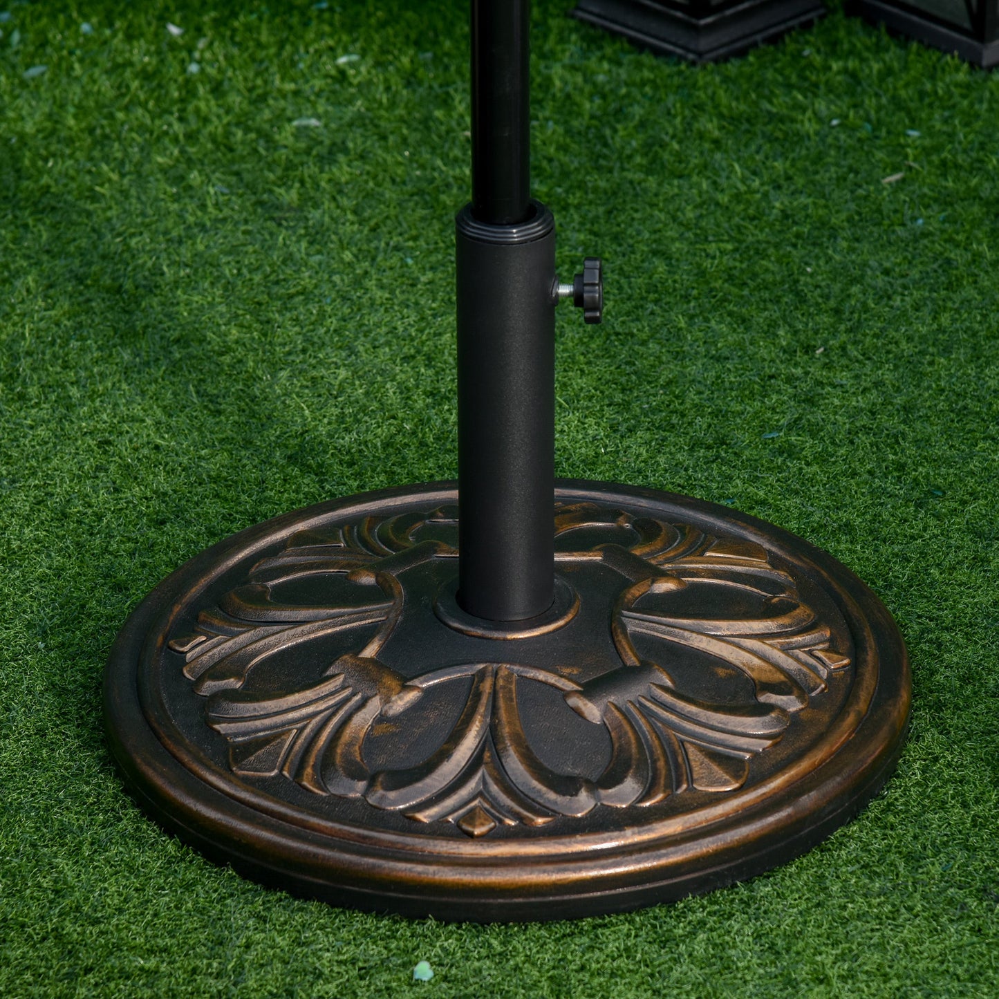 13kg Round HDPE Parasol Base Sun Umbrella Concrete Weight Stand Holder Patio Outdoor Garden, Bronze Tone