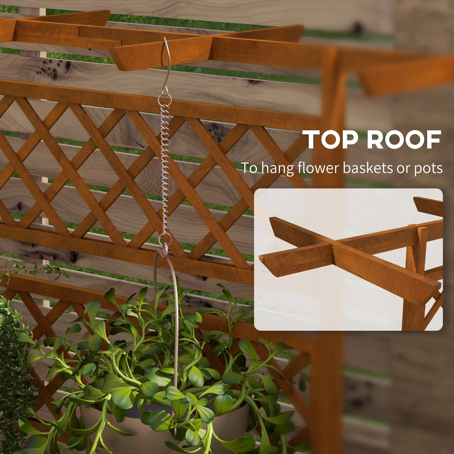 Wood Planter with Trellis, Raised Garden Bed Privacy Screen Planter Box to Grow Vegetables, Herbs and Flowers for Garden, Patio, Deck, Orange