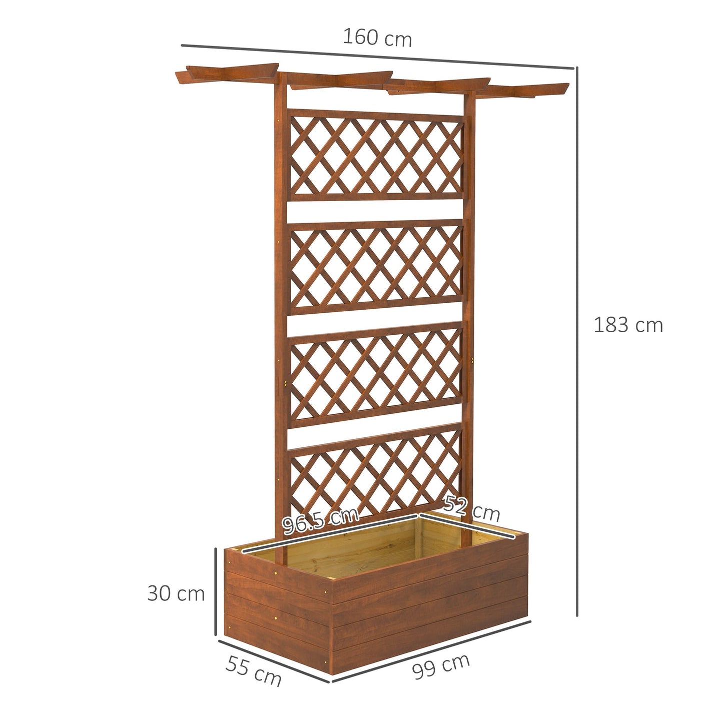 Wood Planter with Trellis, Raised Garden Bed Privacy Screen Planter Box to Grow Vegetables, Herbs and Flowers for Garden, Patio, Deck, Orange