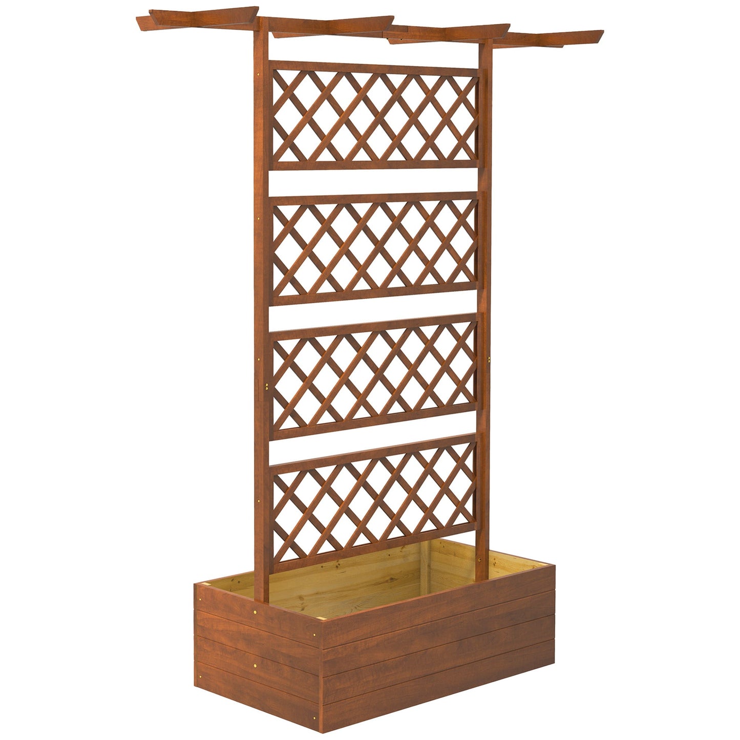 Wood Planter with Trellis, Raised Garden Bed Privacy Screen Planter Box to Grow Vegetables, Herbs and Flowers for Garden, Patio, Deck, Orange