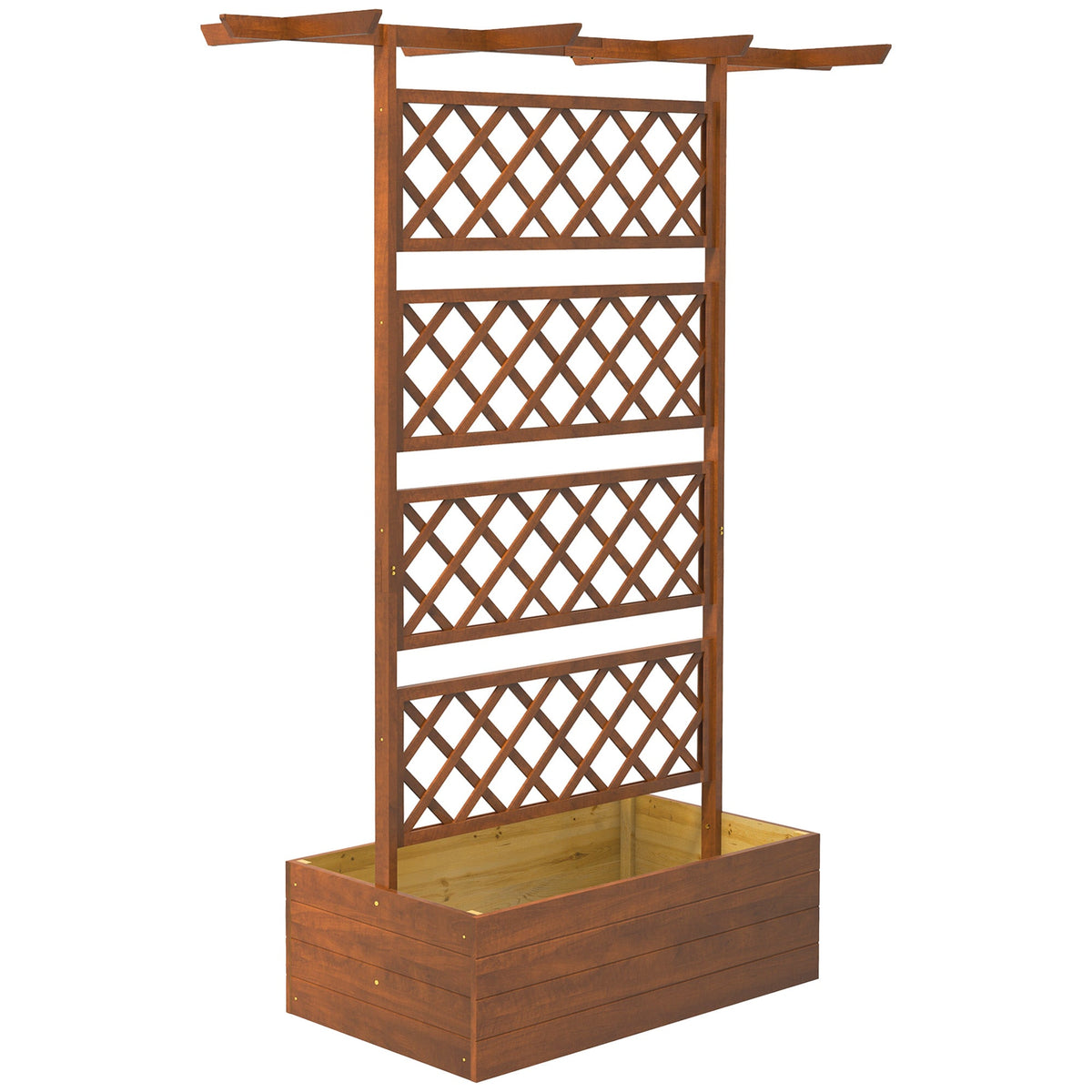 Wood Planter with Trellis, Raised Garden Bed Privacy Screen Planter Box to Grow Vegetables, Herbs and Flowers for Garden, Patio, Deck, Orange