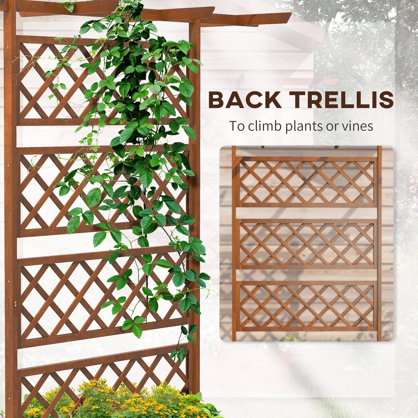 Wood Planter with Trellis, Raised Garden Bed Privacy Screen Planter Box to Grow Vegetables, Herbs and Flowers for Garden, Patio, Deck, Orange