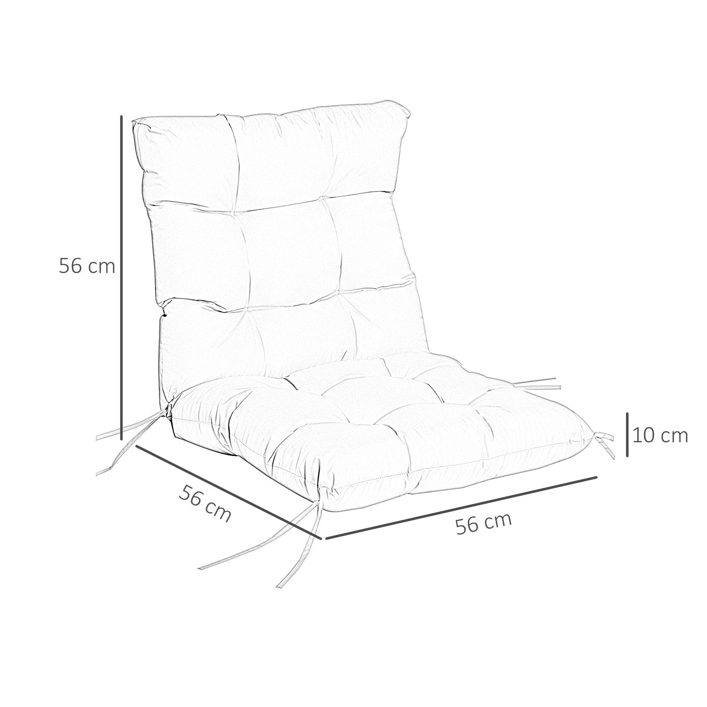 Garden Back Chair Cushion, Comfortable Patio Seat Cushion Pad with Backrest for Outdoor & Indoor Use, Cream White