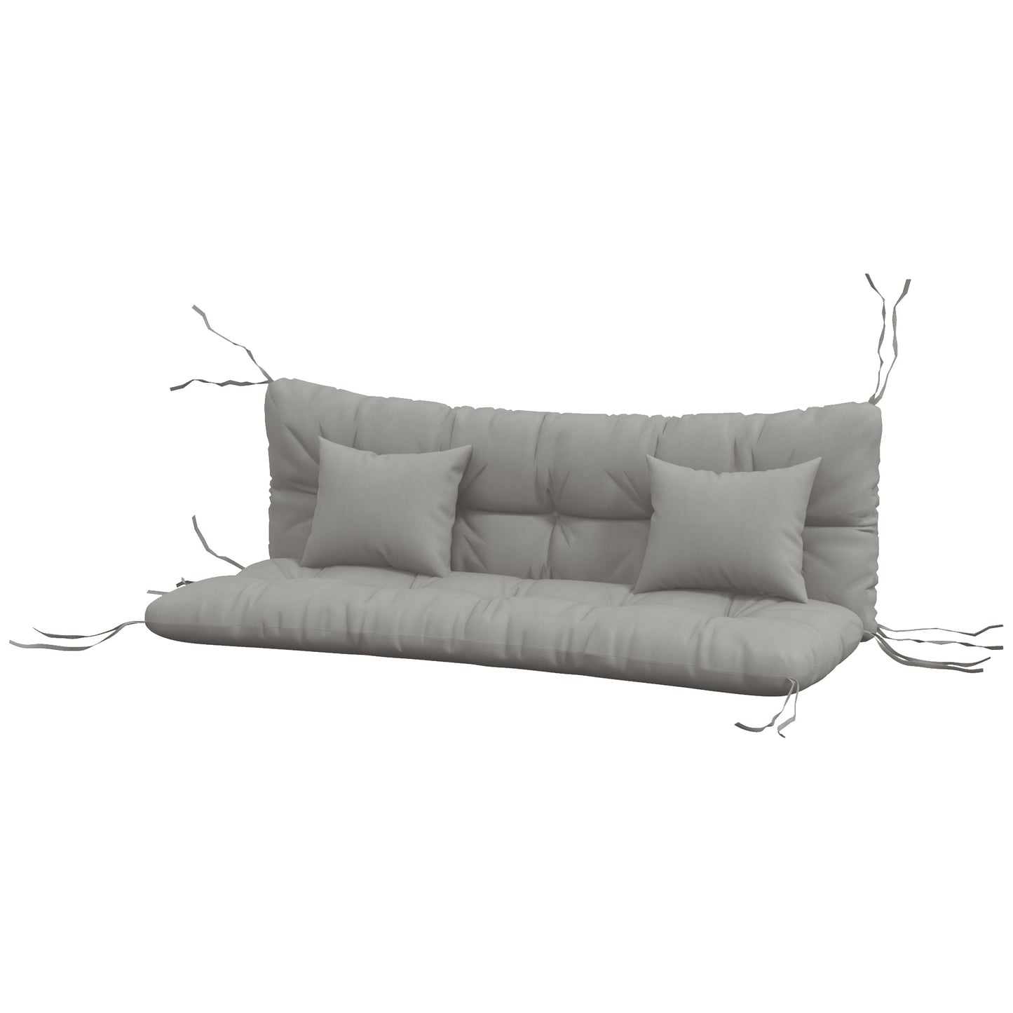 Outdoor Seat Cushions Back Cushion with 2 Pillows, Water Repellent Seat Pads for 3-Seater Chair, Swing, Sofa, CUSHIONS ONLY, NO SWING, Light Grey