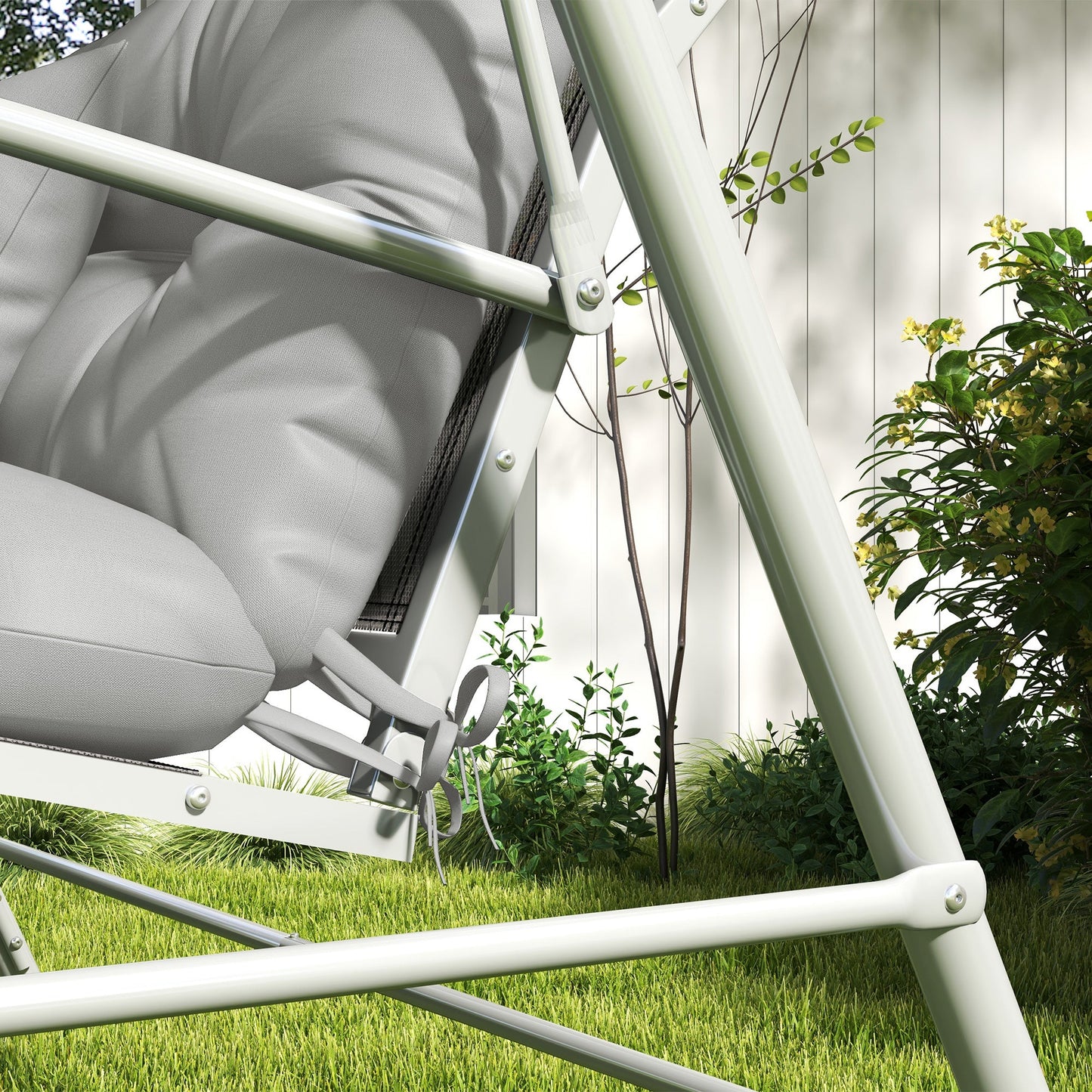 Outdoor Seat Cushions Back Cushion with 2 Pillows, Water Repellent Seat Pads for 3-Seater Chair, Swing, Sofa, CUSHIONS ONLY, NO SWING, Light Grey