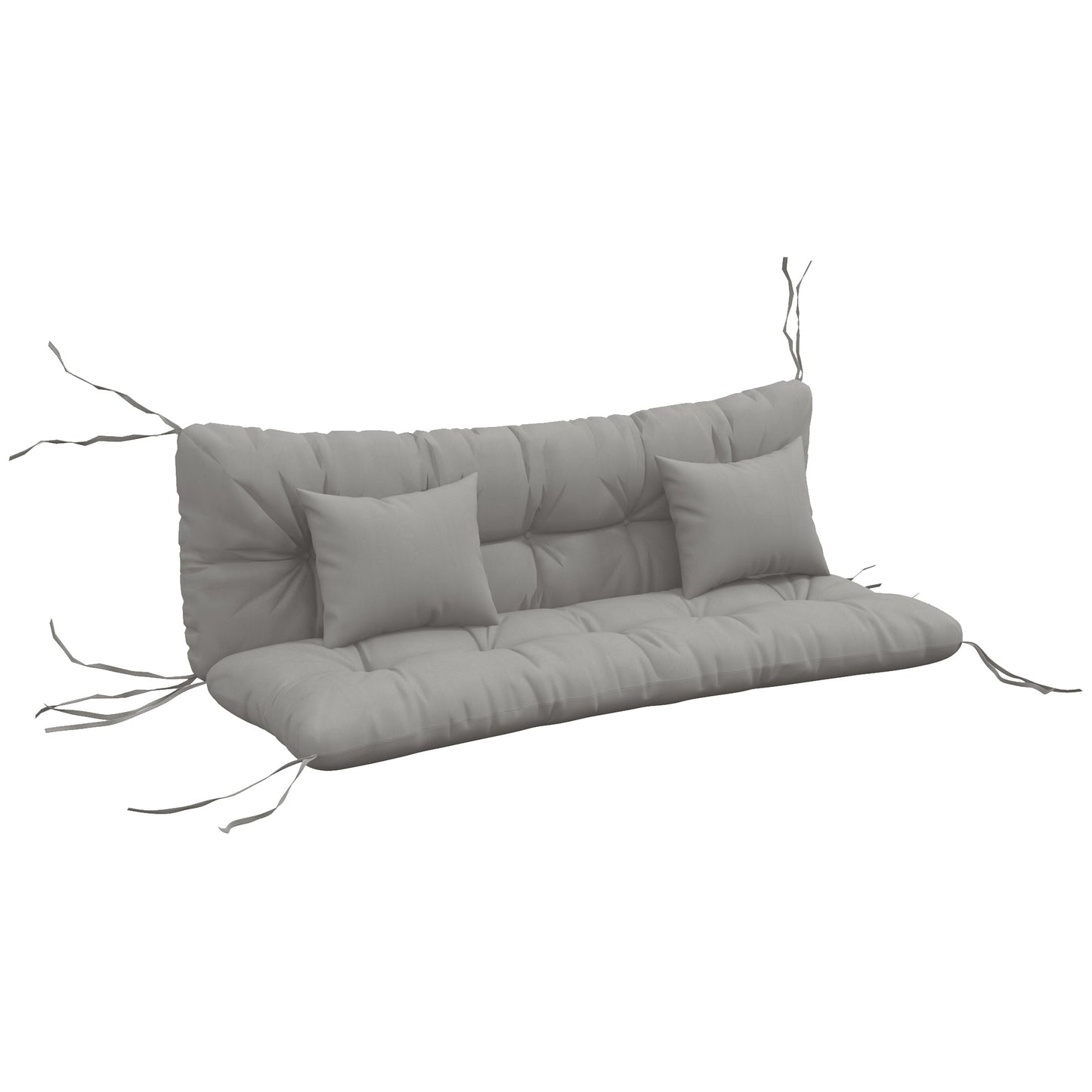 Outdoor Seat Cushions Back Cushion with 2 Pillows, Water Repellent Seat Pads for 3-Seater Chair, Swing, Sofa, CUSHIONS ONLY, NO SWING, Light Grey