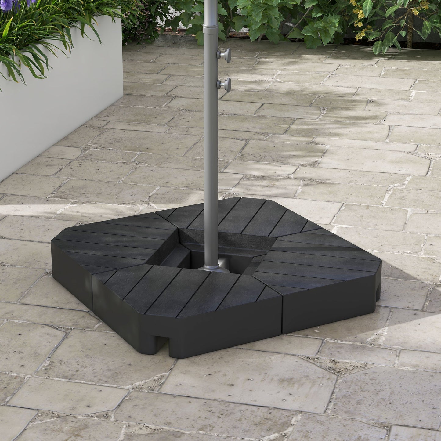 Umbrella Weights for Cantilever Parasols, Set of 4 Heavy Duty Parasol Base Stand Weights, 80kg Sand or 60kg Water Filled, Black