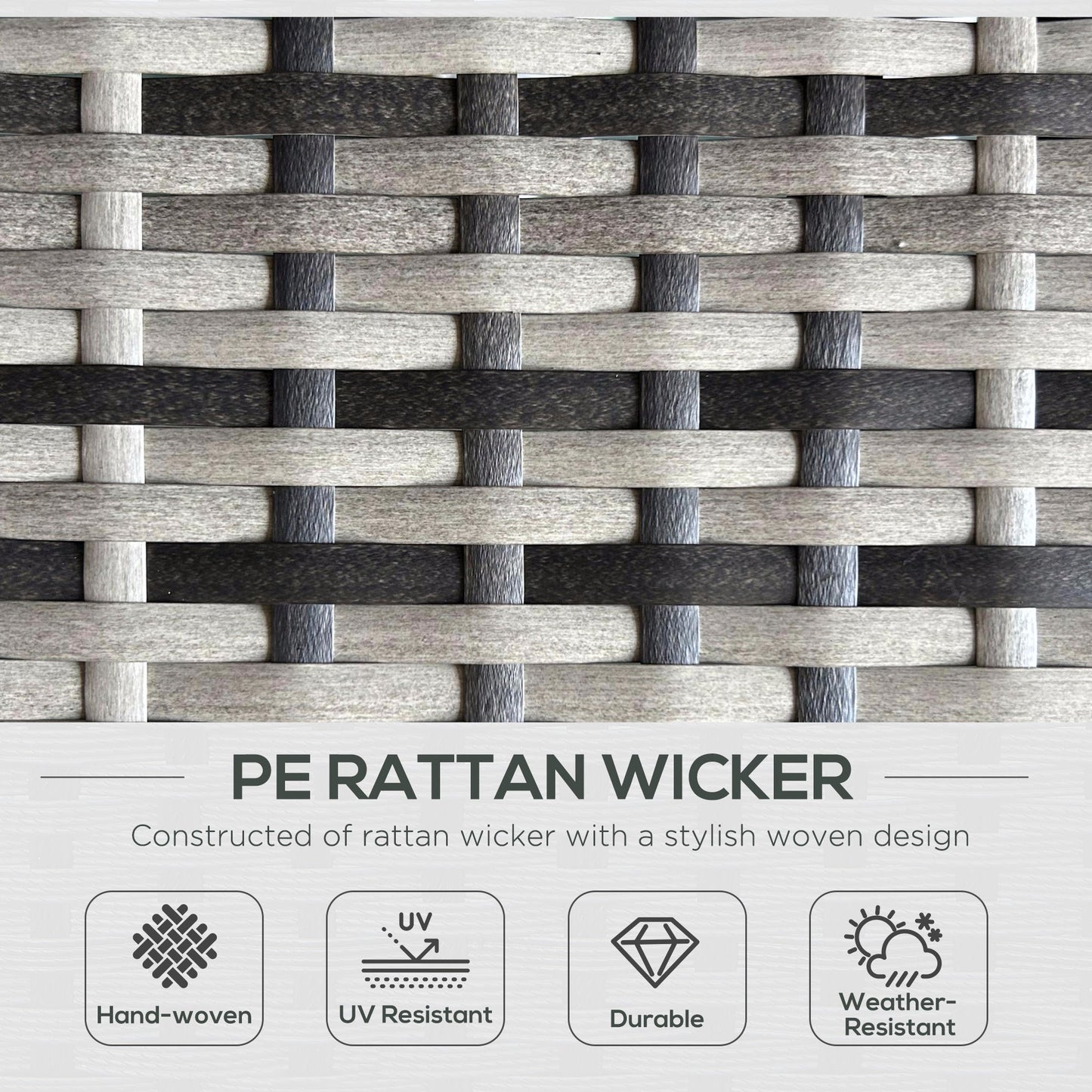 5PC PE Rattan Sun Lounger, Outdoor Wicker 5-level Adjustable Recliner Sofa Bed with Storage Side Table and Footstools, for Patio, Garden, Poolside, Grey