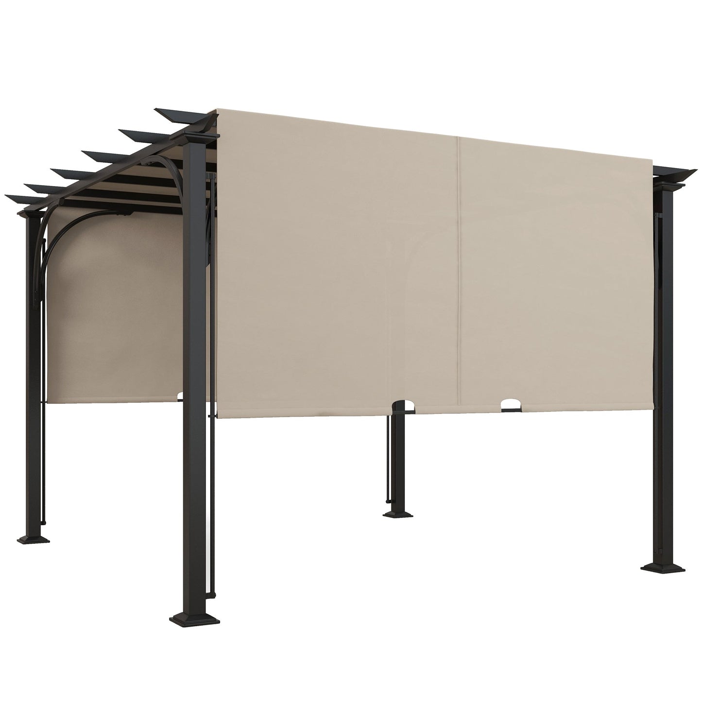 3 x 3(m) Garden Pergola, Outdoor Pergola Gazebo with Adjustable Canopy, Sun Shade Patio Canopy Shelter, Beige