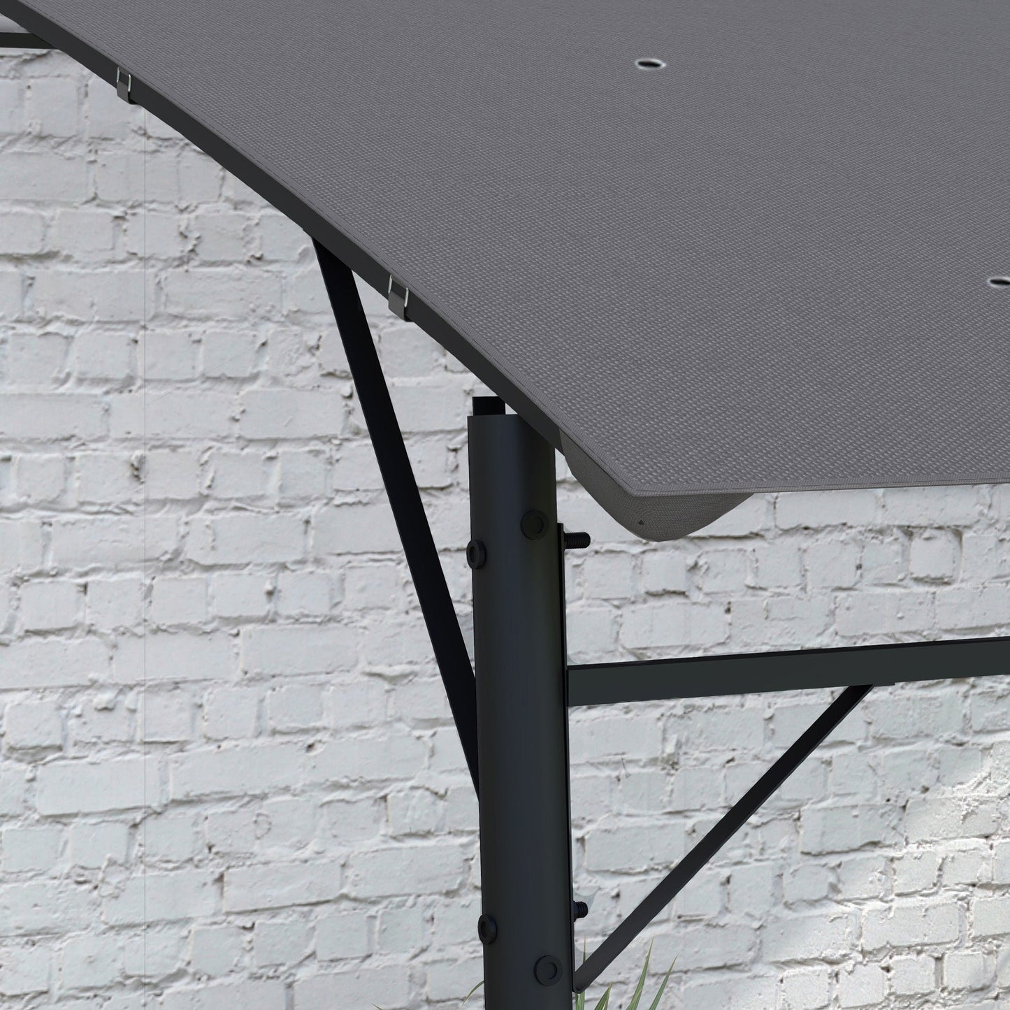 3 x 4m Pergola, Lean to Garden Gazebo with UV-Resistant Canopy and Metal Frame, Outdoor Sun Shade Shelter for Porch, Patio, Deck, Grey