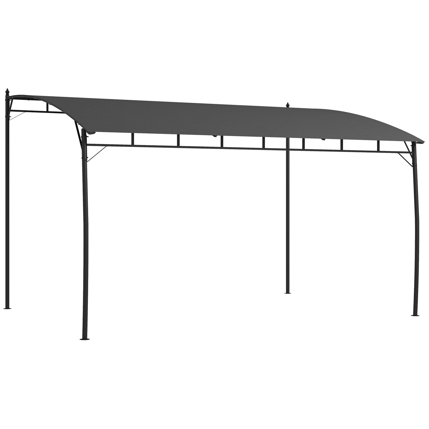 3 x 4m Pergola, Lean to Garden Gazebo with UV-Resistant Canopy and Metal Frame, Outdoor Sun Shade Shelter for Porch, Patio, Deck, Grey