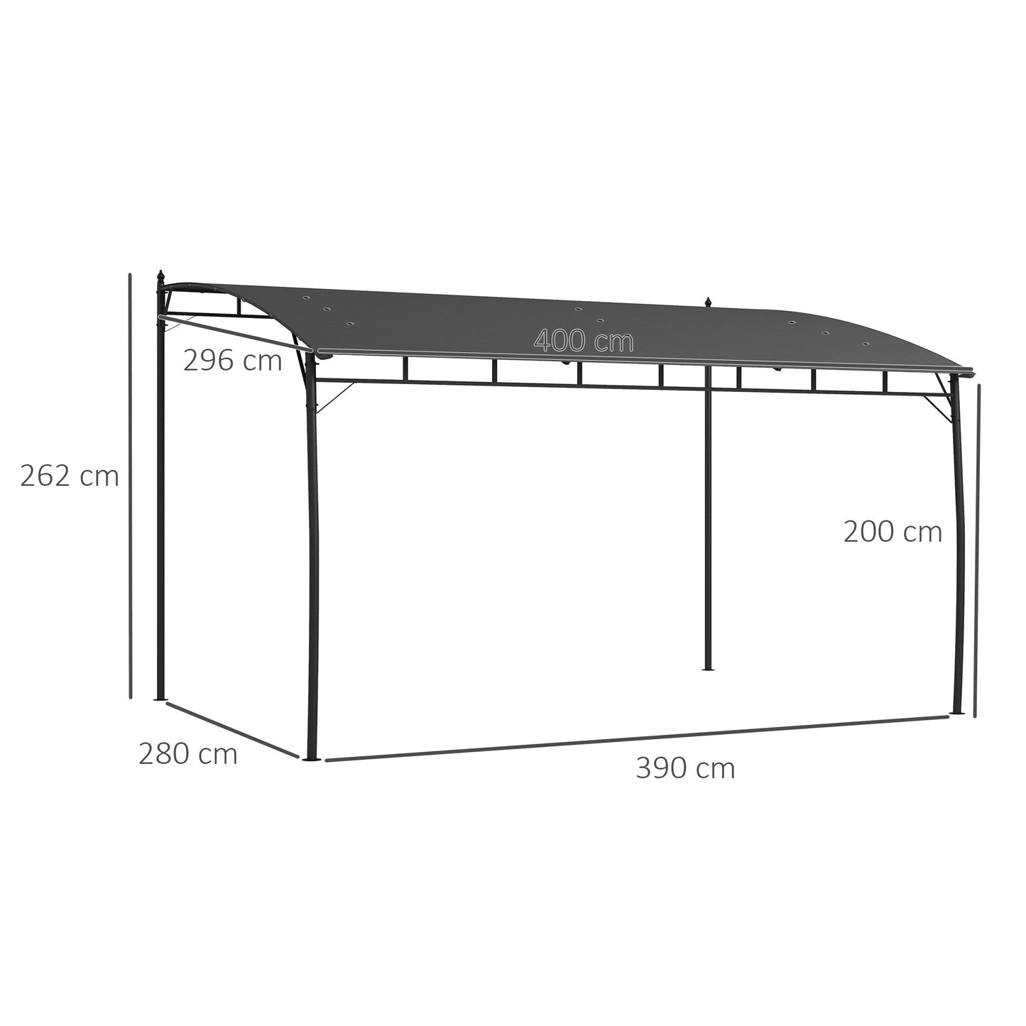 3 x 4m Pergola, Lean to Garden Gazebo with UV-Resistant Canopy and Metal Frame, Outdoor Sun Shade Shelter for Porch, Patio, Deck, Grey